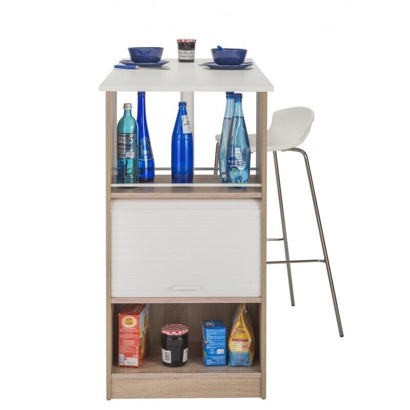 Meuble Rangement Cuisine Beaux Meubles Pas Chers Table 130 Cm 3 Niches Chêne Naturel Mélaminé