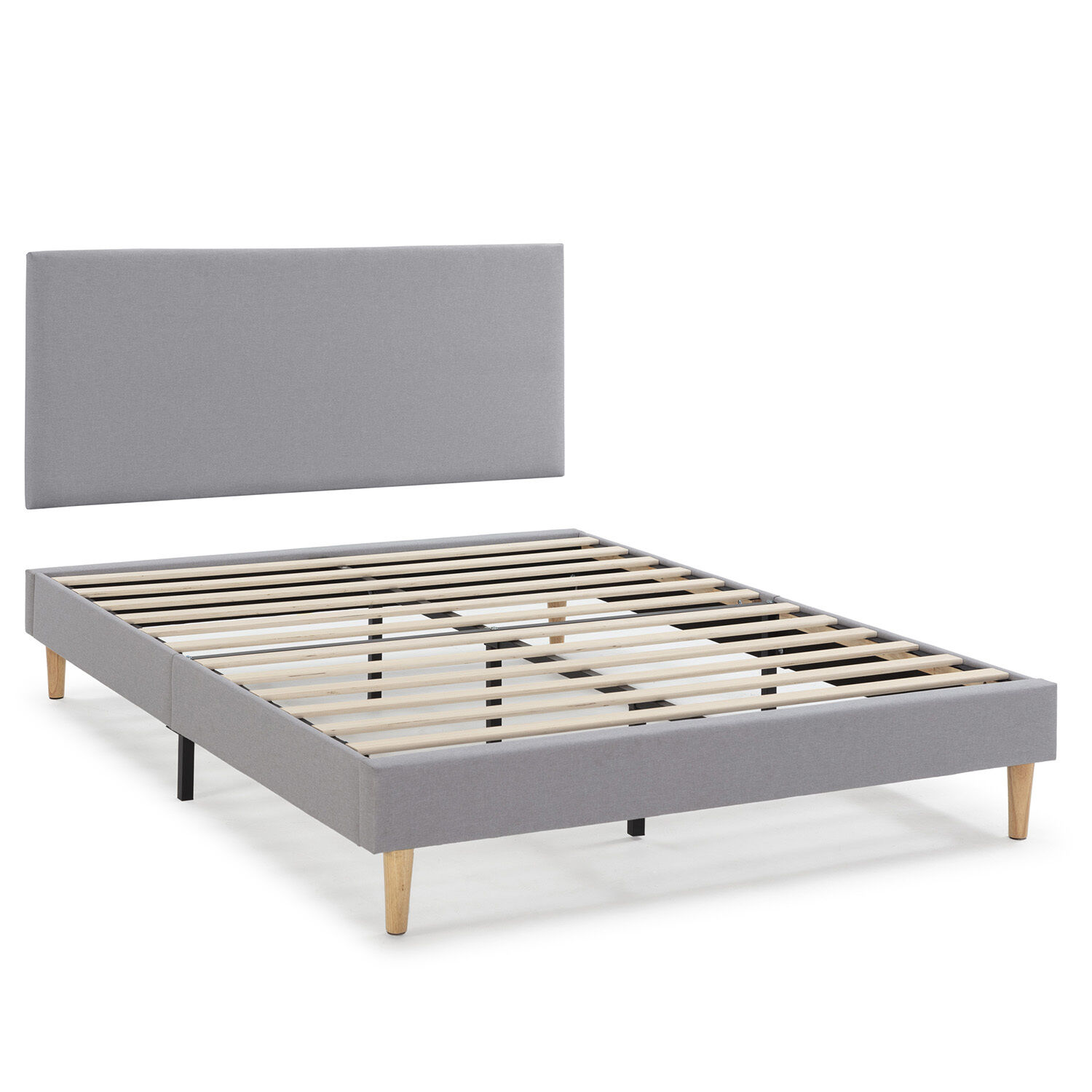 Sommier Tapissier Aura + Tête De Lit 150x190 Cm, Gris Clair, Hauteur 30 Cm