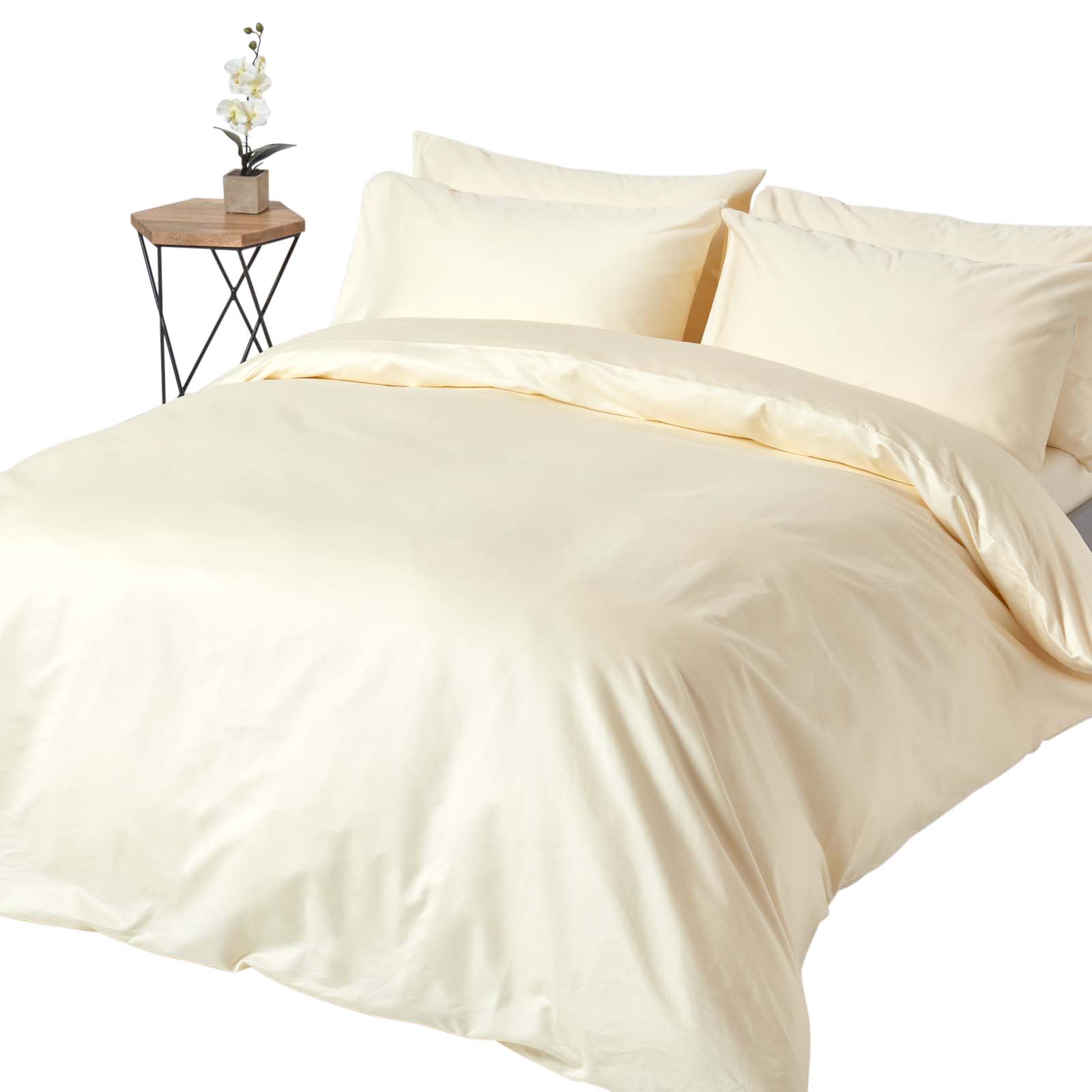 Parure De Lit Premium 200x200cm Coton Égyptien 1000tc Crème Homescapes
