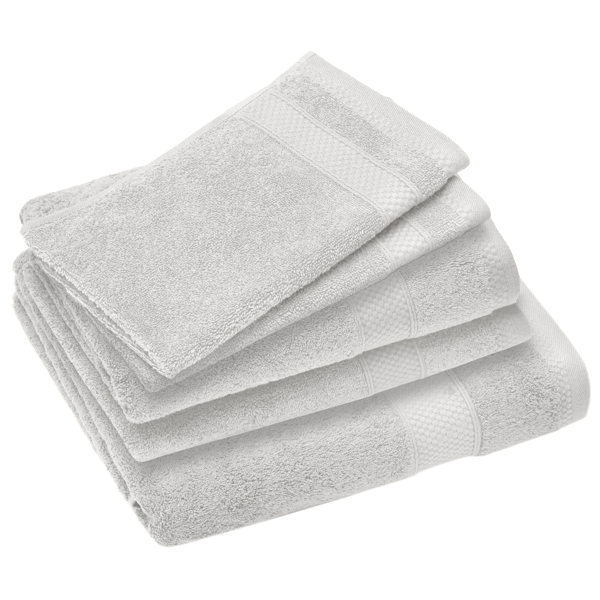 Parure De Bain Coton 550g/m2 Naïa Par Lot De 5 Blanc Craie