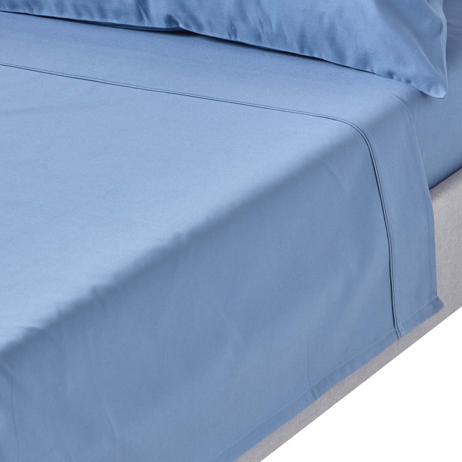 Drap Plat Premium 230x255cm Bleu Coton Égyptien 1000tc Homescapes