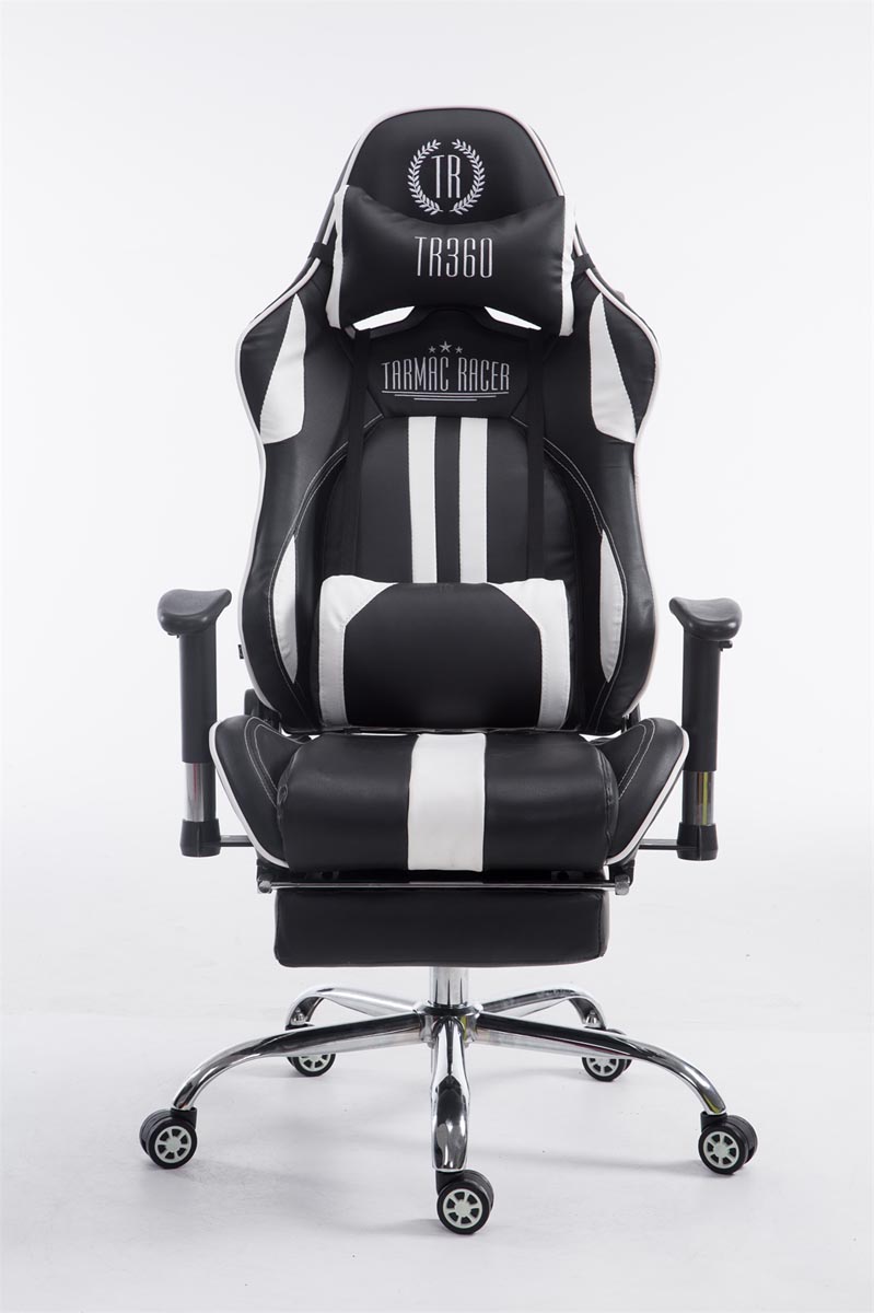 Chaise De Bureau Racing Limit V2 En Cuir Artificiel Avec Repose-pieds Noir Et Blanc