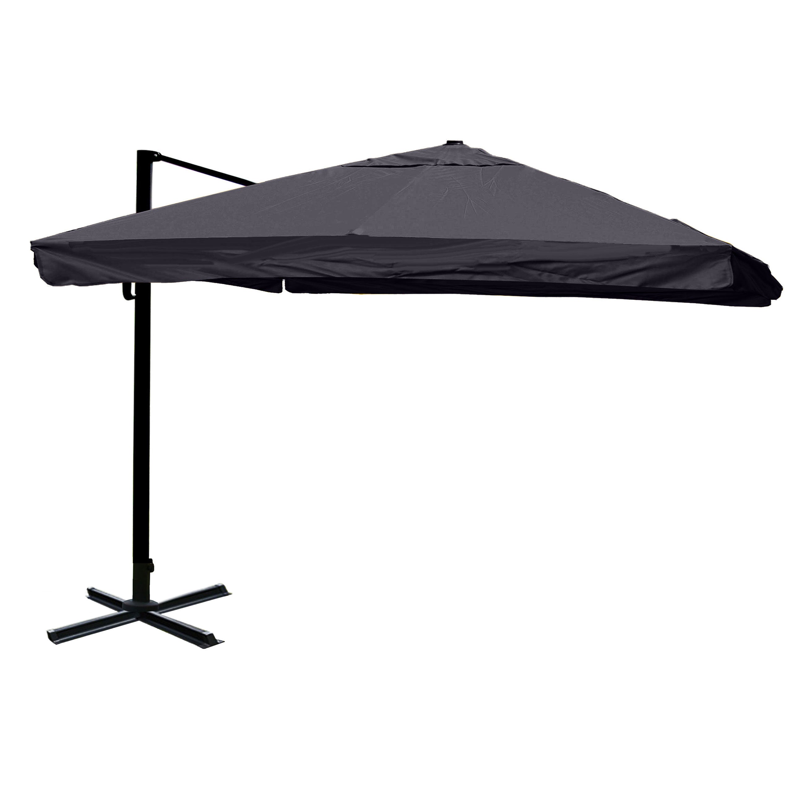 Parasol Déporté 5 M - Toile Polyester Anthracite - Structure Aluminium/acier - Sans Pied 04_0007958
