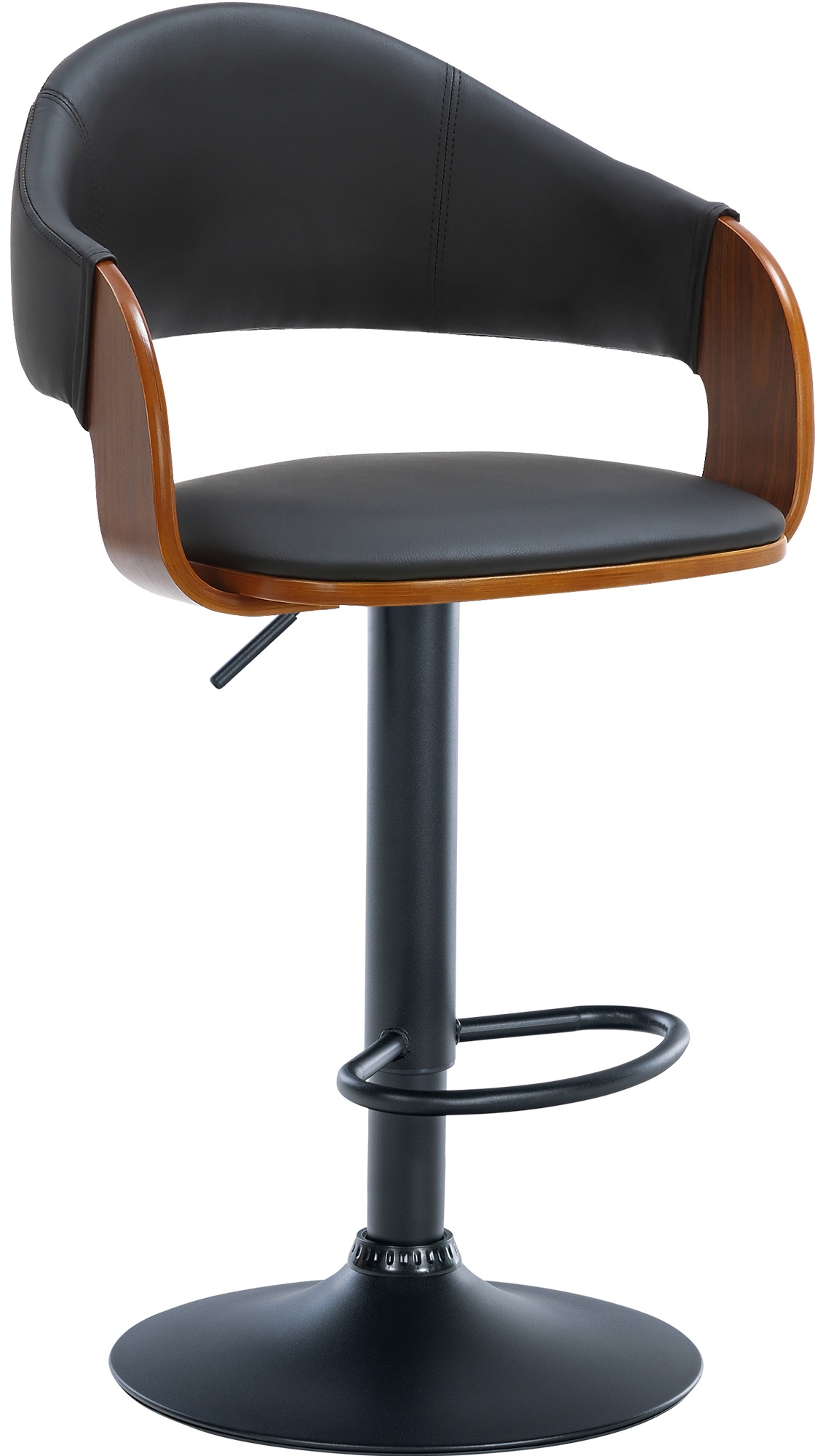 Tabouret De Bar Nilse Simili Cuir Noir Noyer/noir