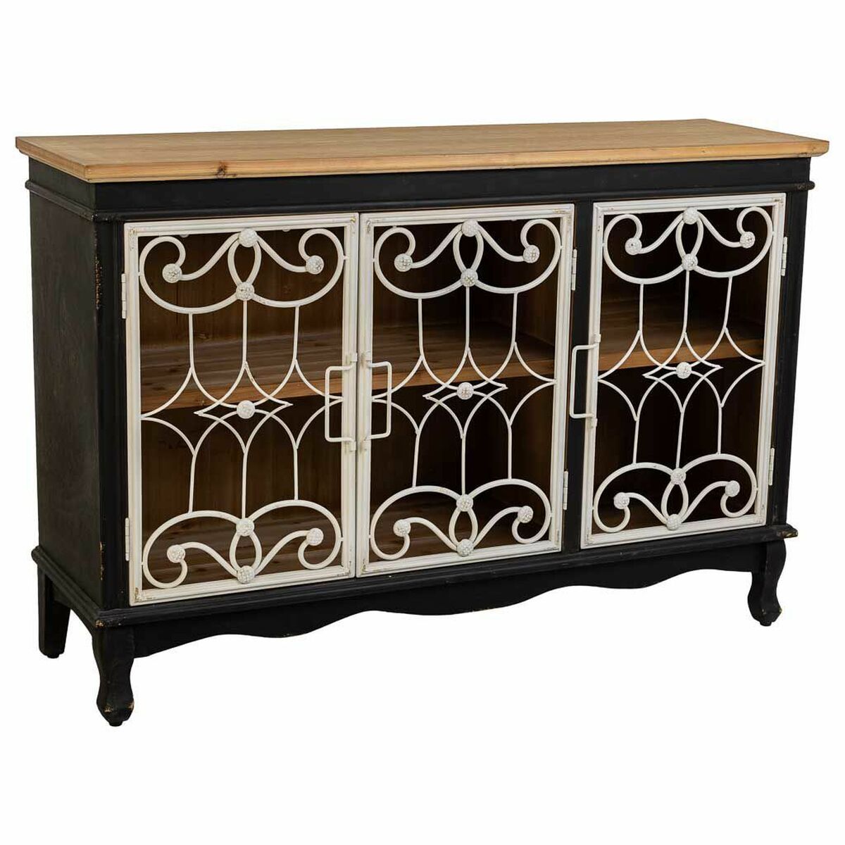 Buffet Alexandra House Living Noir Verre Bois D'épicéa Bois Mdf 36 X 80 X 120 Cm