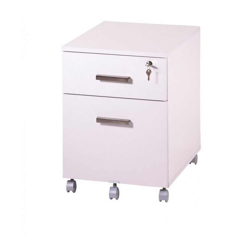 Caisson De Bureau Beaux Meubles Pas Chers Ineo 2 Tiroirs 41,4 X 55,8 X 52,9 Cm Blanc