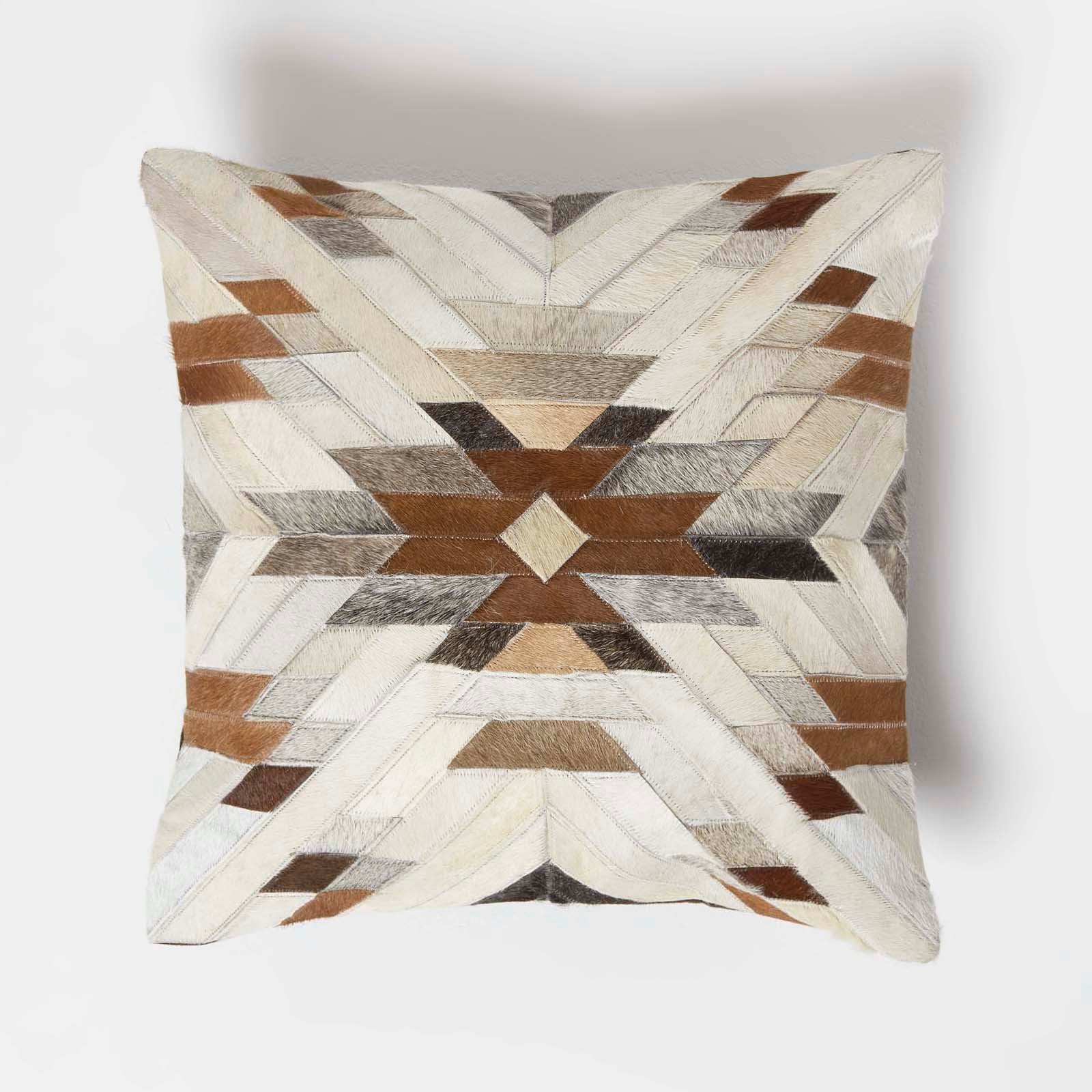 Coussin En Peau Véritable À Motif Géométrique, 45x45cm - Homescapes