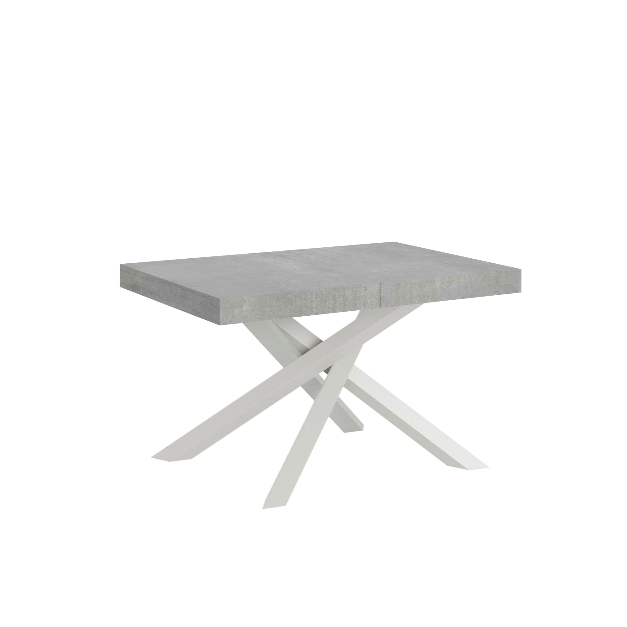 Table Extensible 130/234x90 Cm Volantis Pieds Béton Blanc