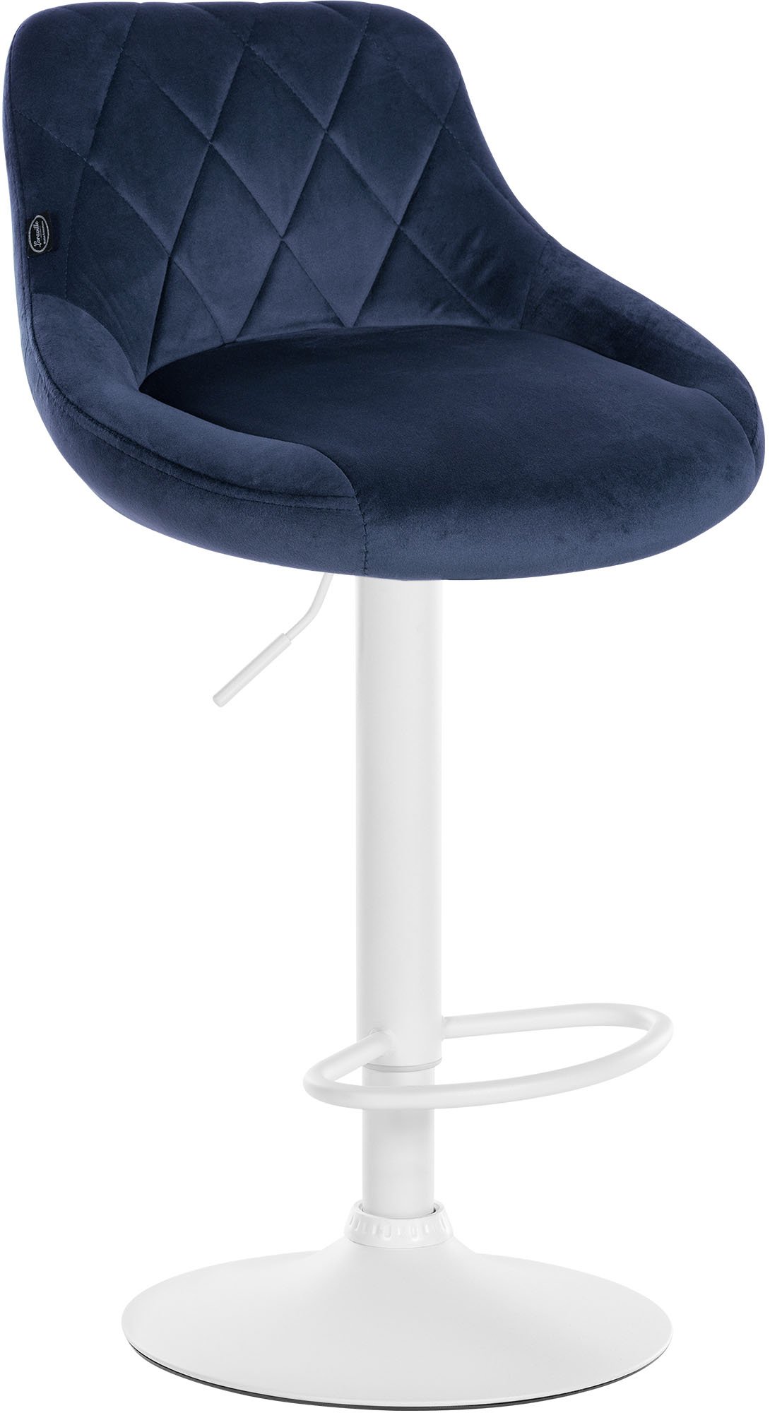 Tabouret De Bar Lazio Velours Blanc Bleu