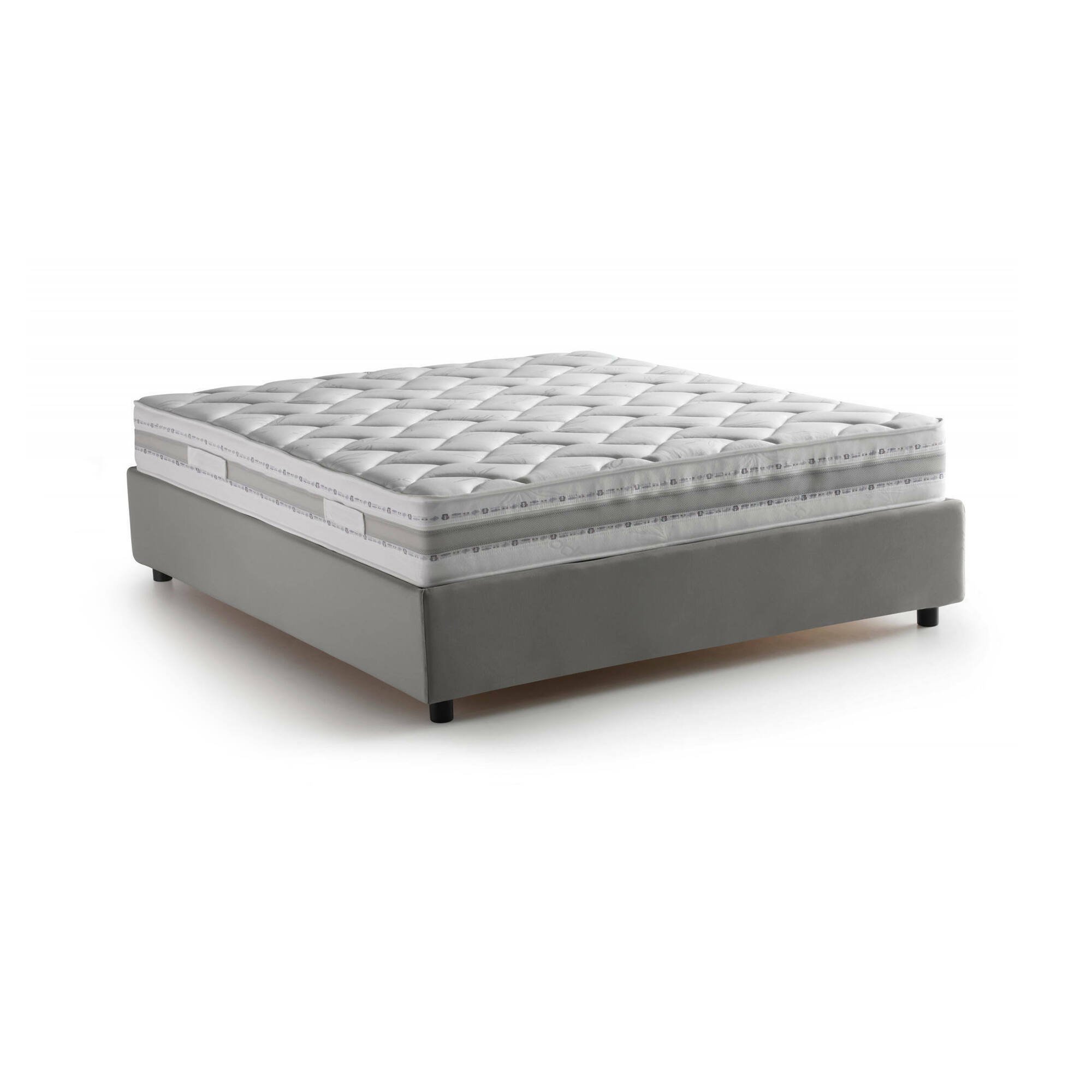 Lit Double En Tissu Gris 140x200 Cm