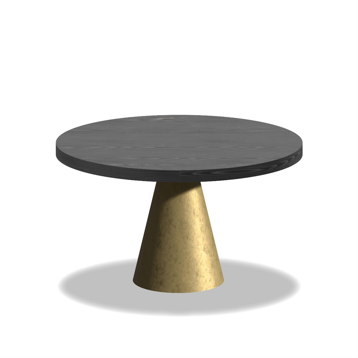 Artù Brass - Table Ronde Ø 120 Cm En Bois Stratifié Avec Base En Cône En Métal, Couleur Noir