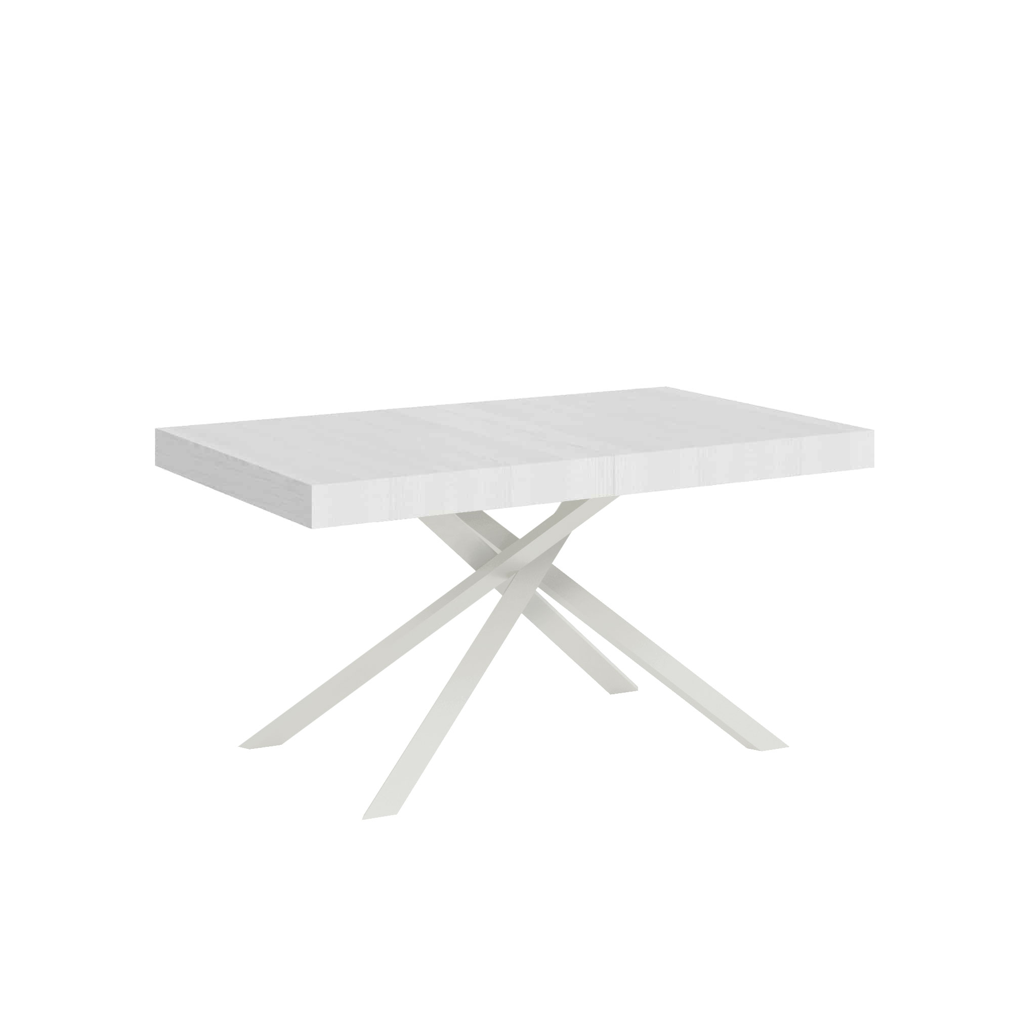 Table Extensible 140/400x90 Cm Karida Frêne Blanc Pieds Blancs