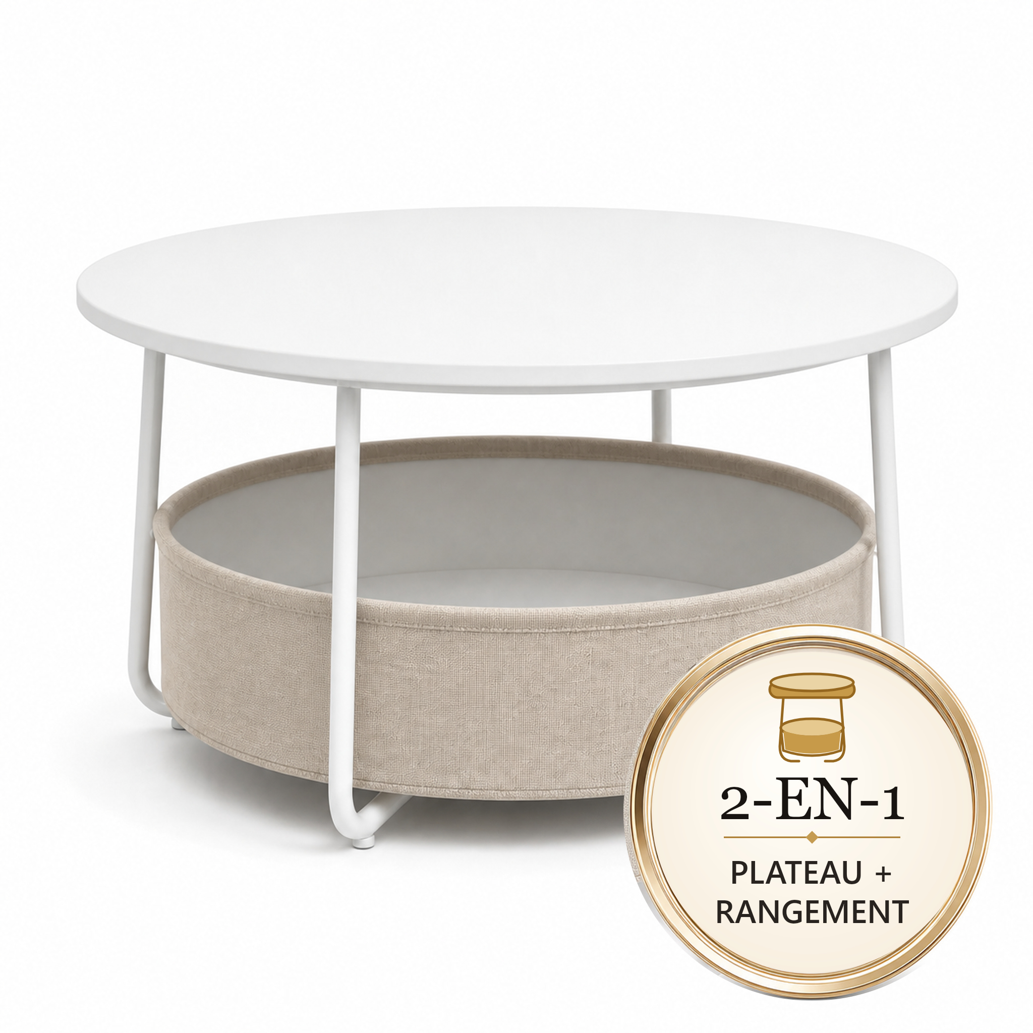 Table D'appoint Tore Ø 75 Cm Blanc