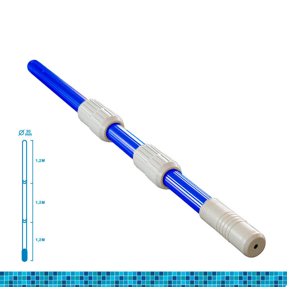 Perche Télescopique Ø41mm Manche En 3 Parties De 1,20m Longueur Totale: 3,6m (pliée 1,3m) Avec Tube Aluminium Edm 0,30m