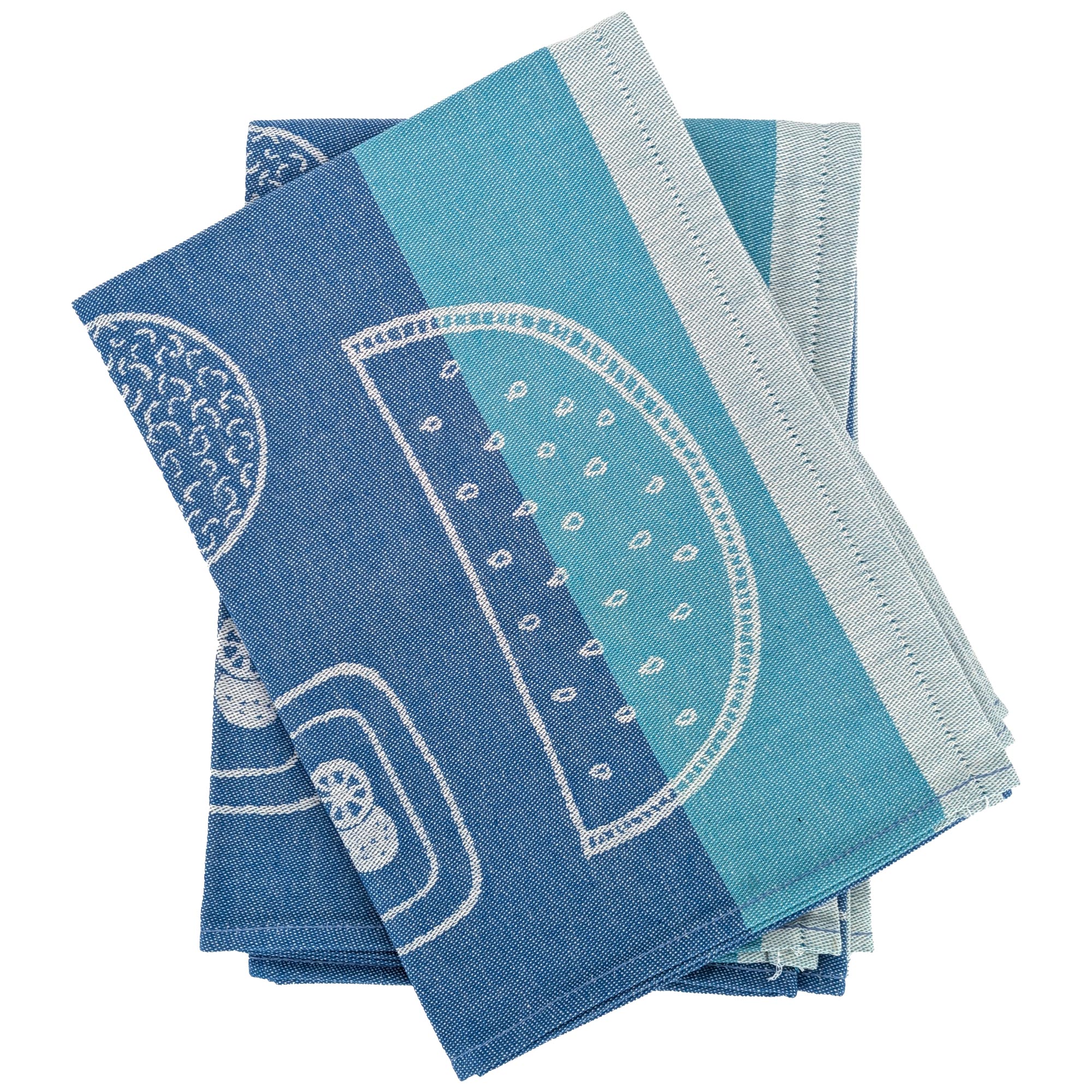 Lot De 2 Torchons De Cuisine Toile Fruitful 50x70 Cm Bleu