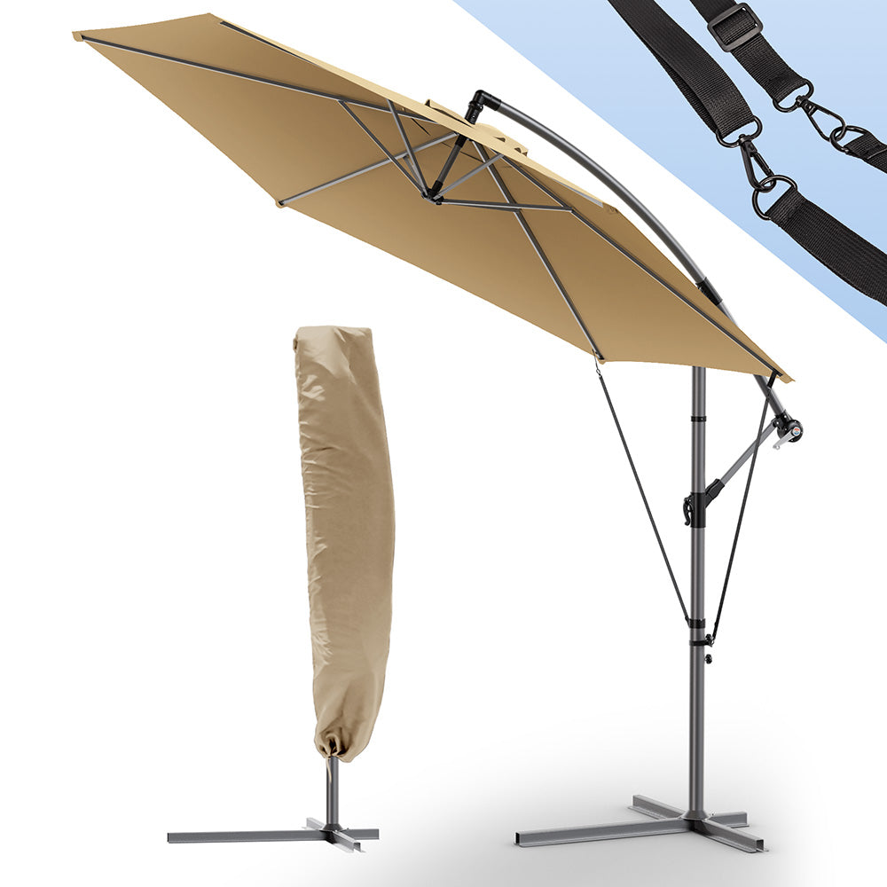 Vounot Parasol Deporte 3m Avec Housse De Protection Et Sangle De Fixation Kaki