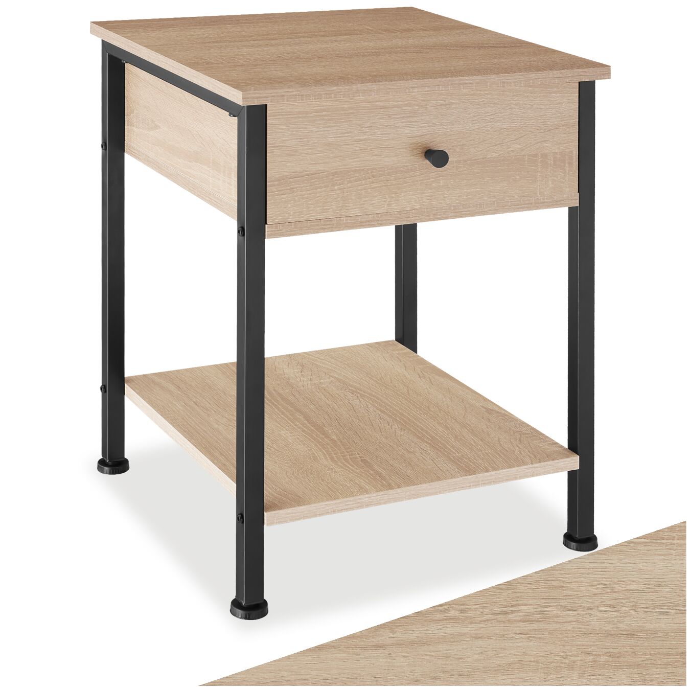 Table De Chevet Style Industriel 40 X 40 X 555 Cm Bois Clair