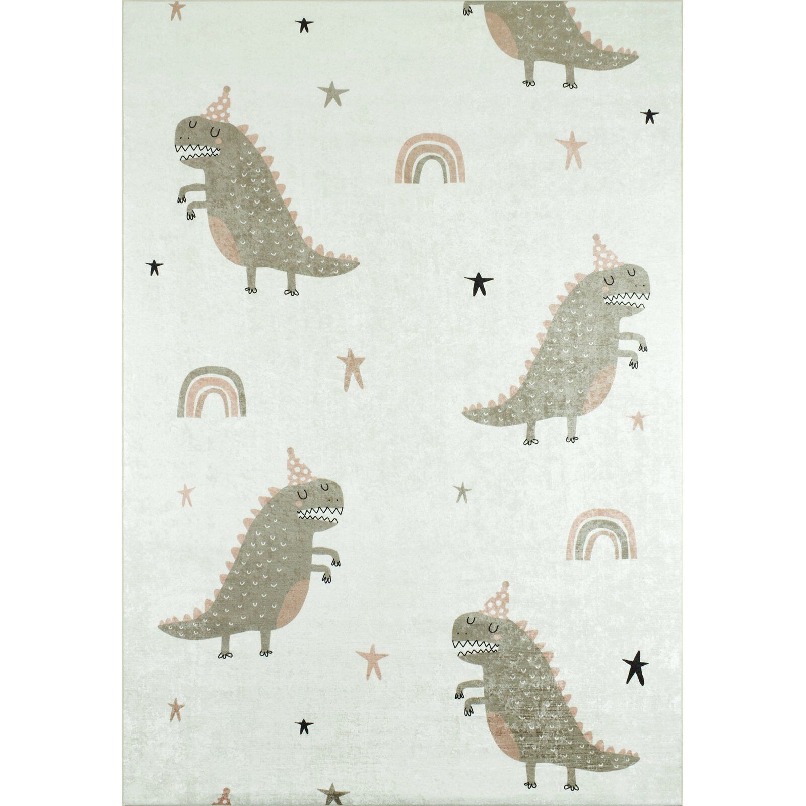 Tapis Imprimé Intérieur Happy Dinosaure - 160 X 230 Cm