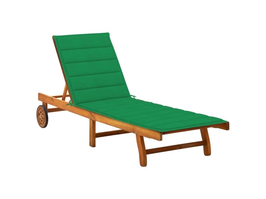 Transat Chaise Longue Bain De Soleil Lit De Jardin Terrasse Meuble D'extérieur Avec Coussin Bois D'acacia Solide 02_0012