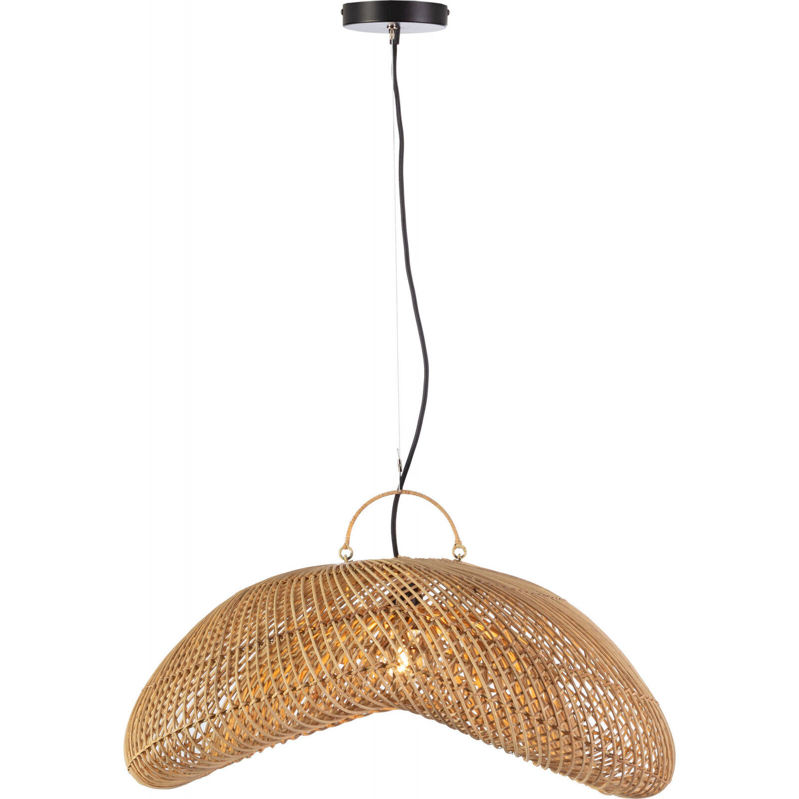Lampe Suspendue Design Organique Rotin Naturel - Teinte Miel Lumineuse Et Chaleureuse