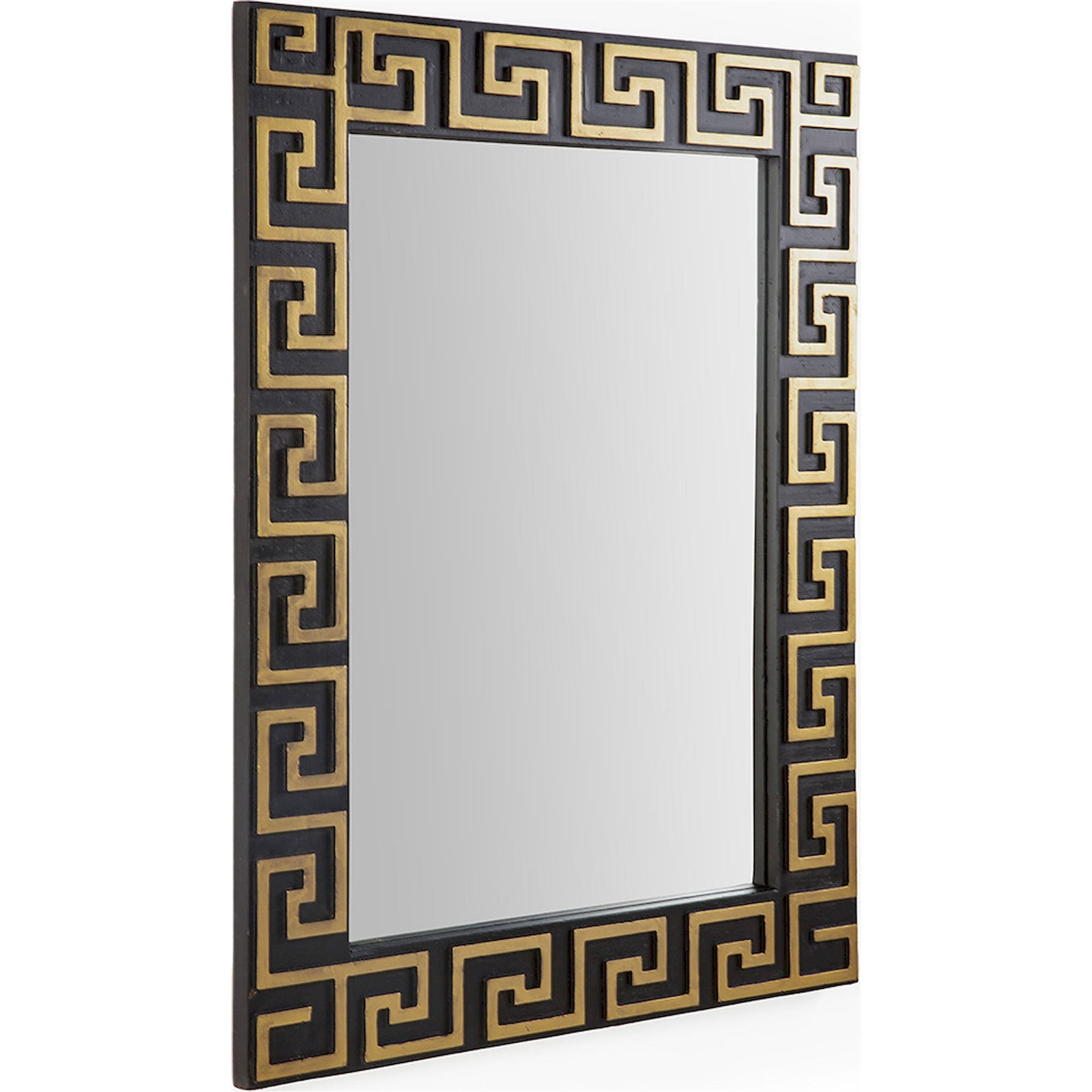 Miroir Mural Bois De Manguier Noir Doré Style Art Déco - Noir Et Doré Bois De Manguier