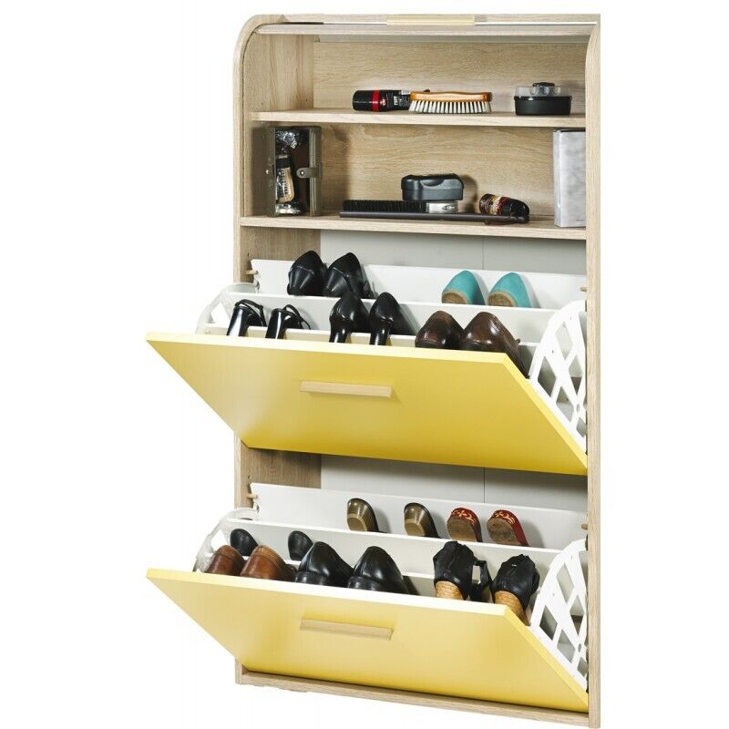 Meuble À Chaussures Beaux Meubles Pas Chers 18 Paires 75,2 X 143,1 X 30,6 Cm Jaune Panneaux Mélaminés