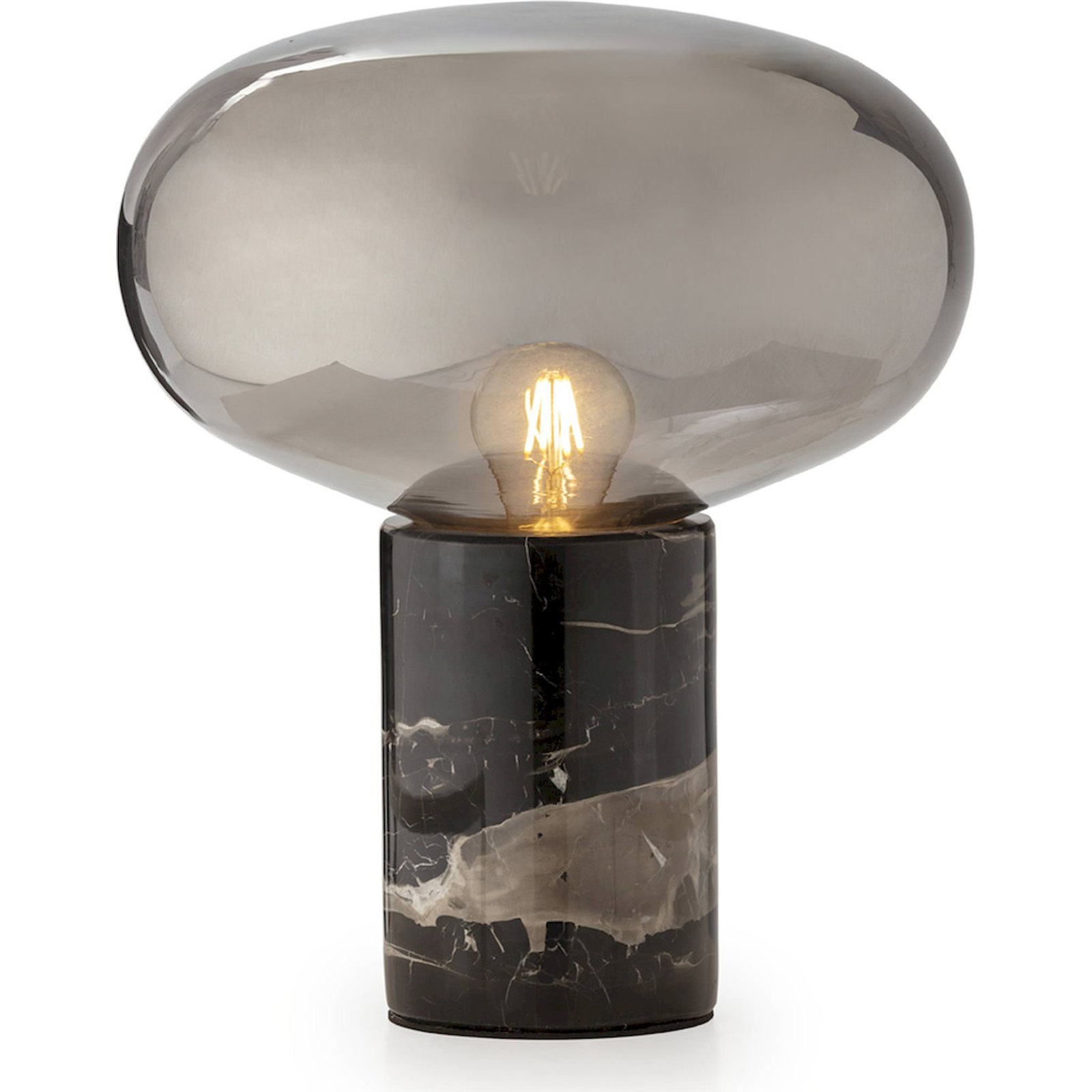 Lampe De Table Design Marbre Noir Et Verre Fumé Élégance Chic - Noir Marbre Et Verre Fumé
