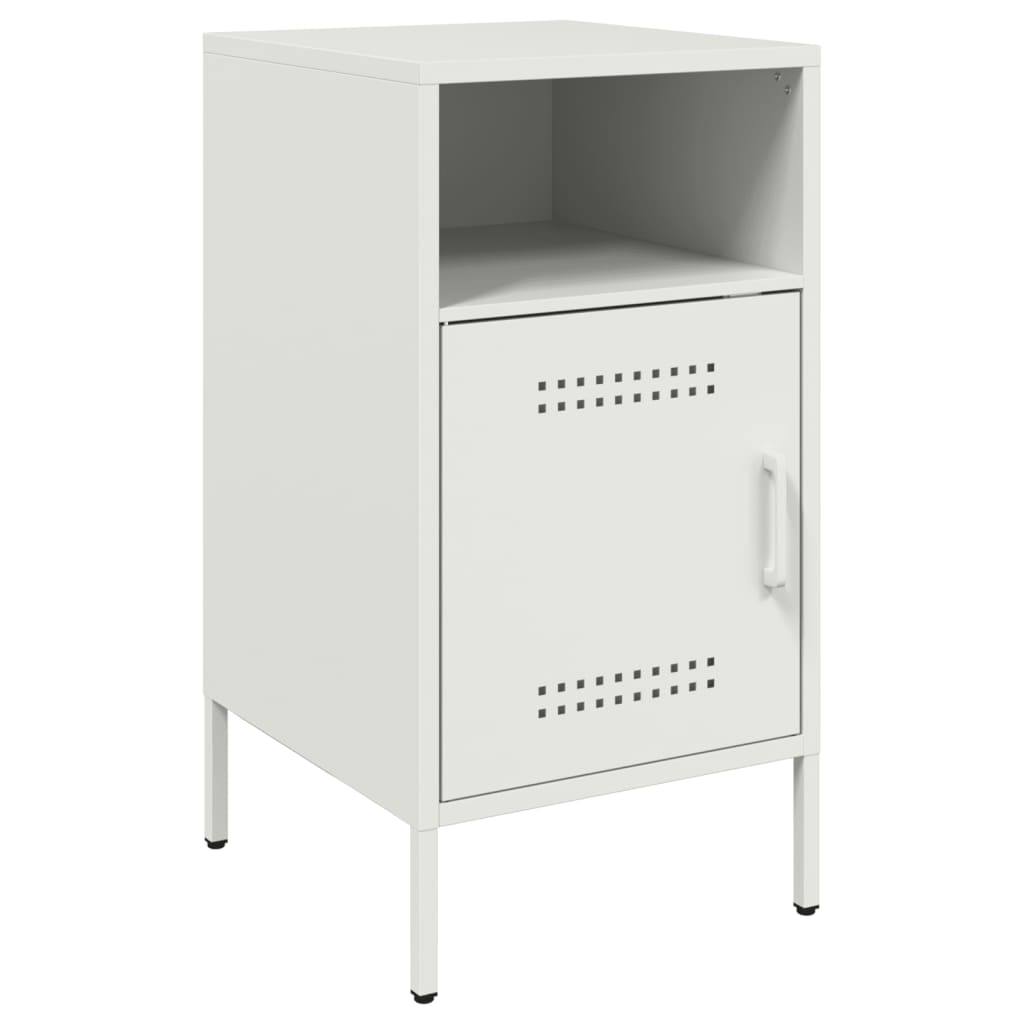Table De Chevet Avec 2 Compartiments 36 X 39 X 68 Cm Acier Blanc Dec033315