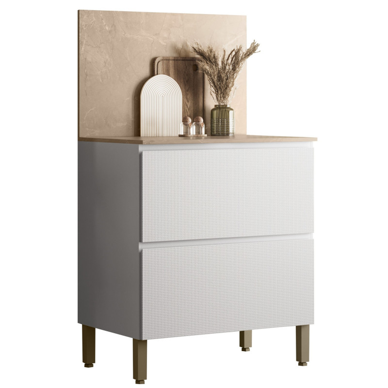 Meuble De Cuisine Bas Beaux Meubles Pas Chers 1 Porte 1 Tiroir Blanc Beige Marbré