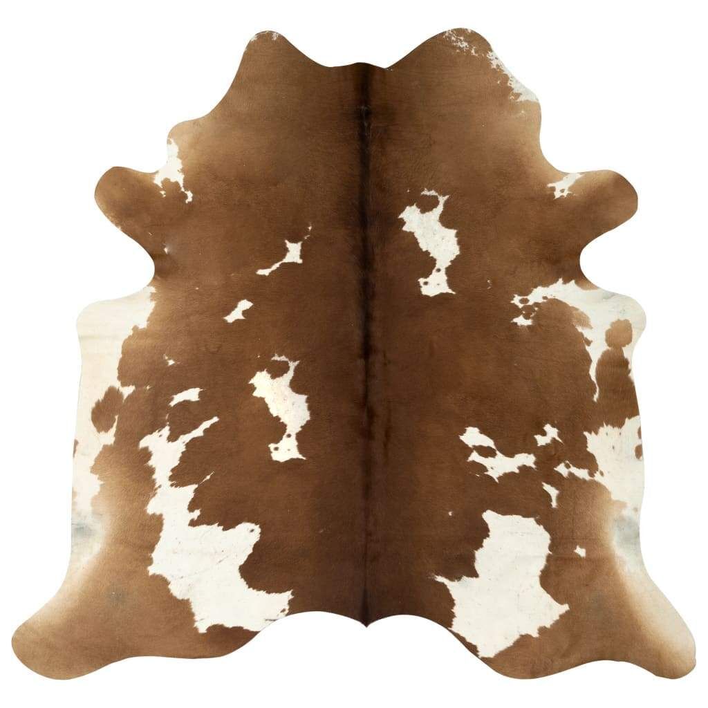 Tapis En Peau De Vache Véritable Marron Et Blanc 150 X 170 Cm Dec024017
