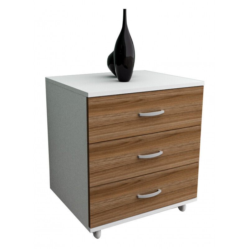 Chevet Chiffonnier Caisson Beaux Meubles Pas Chers Linea 3 Tiroirs 53,5 X 45 X 63 Cm Blanc Châtaignier