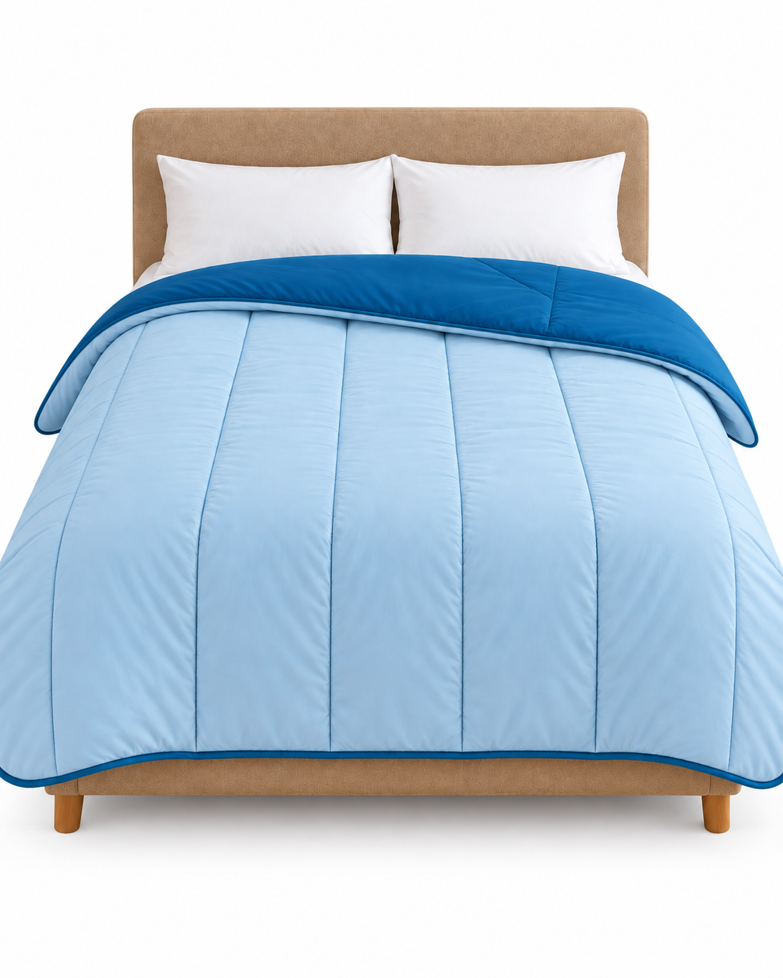 Couette Tempérée Bleu Clair/bleu Petrole - 2 Personnes 240 x 260 - 29121-1