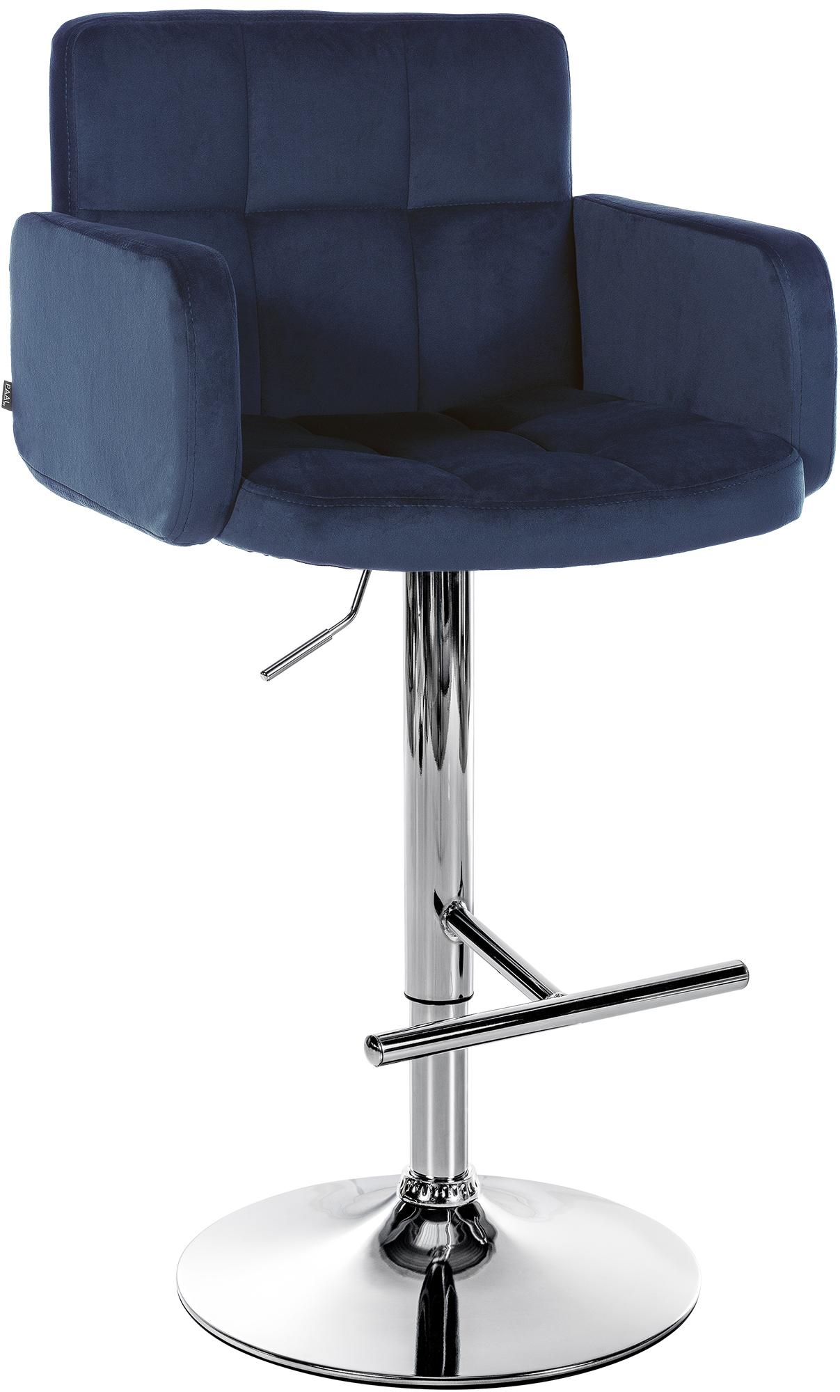 Tabouret De Bar Los Angeles Velours Chrome Bleu