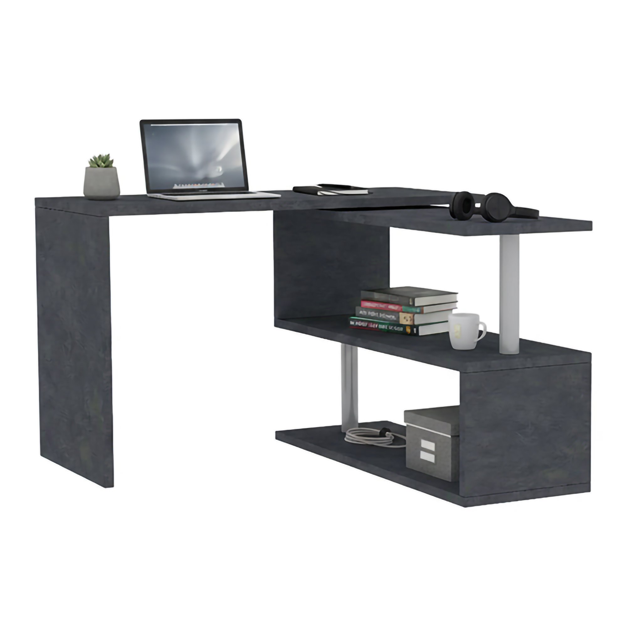 Bureau,effet Bois,anthracite,120x50h75 Cm