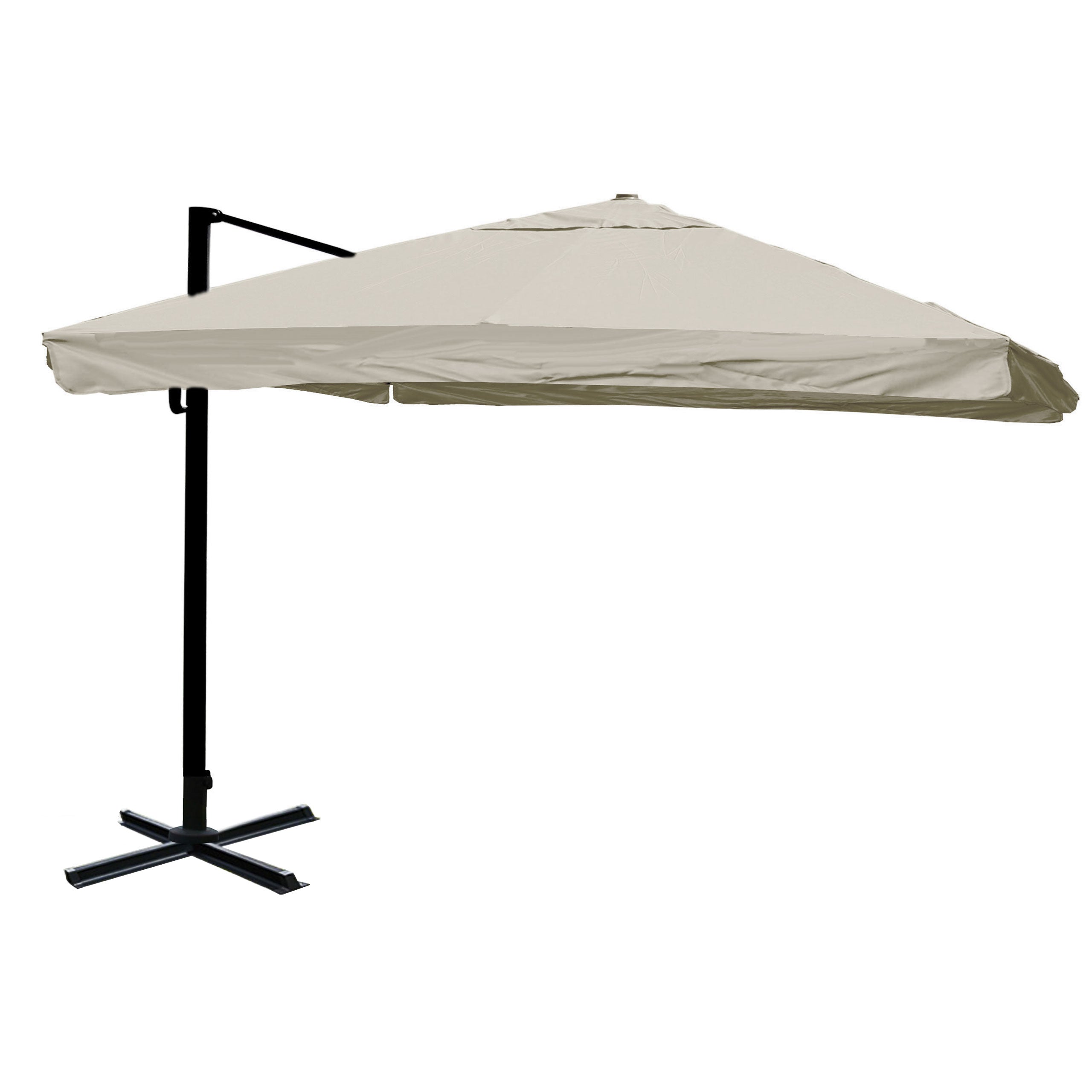 Parasol Déporté Pour Restauration 3,5x3,5m (ø4,95m) Polyester Aluminium/acier 25kg Gris Crème Sans Pied 04_0003287