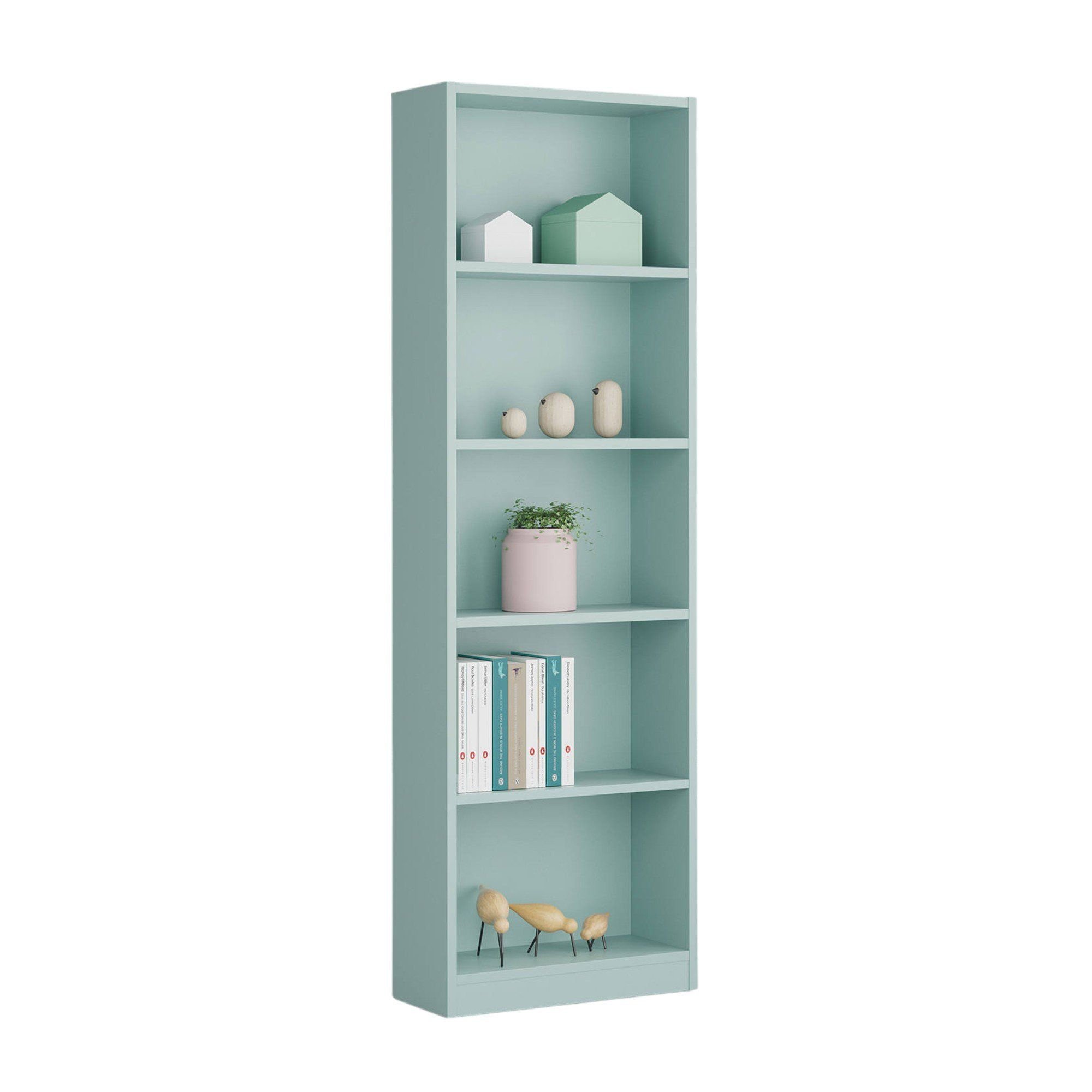 Bibliothèque Effet Bois Vert Aqua 52x25 Cm