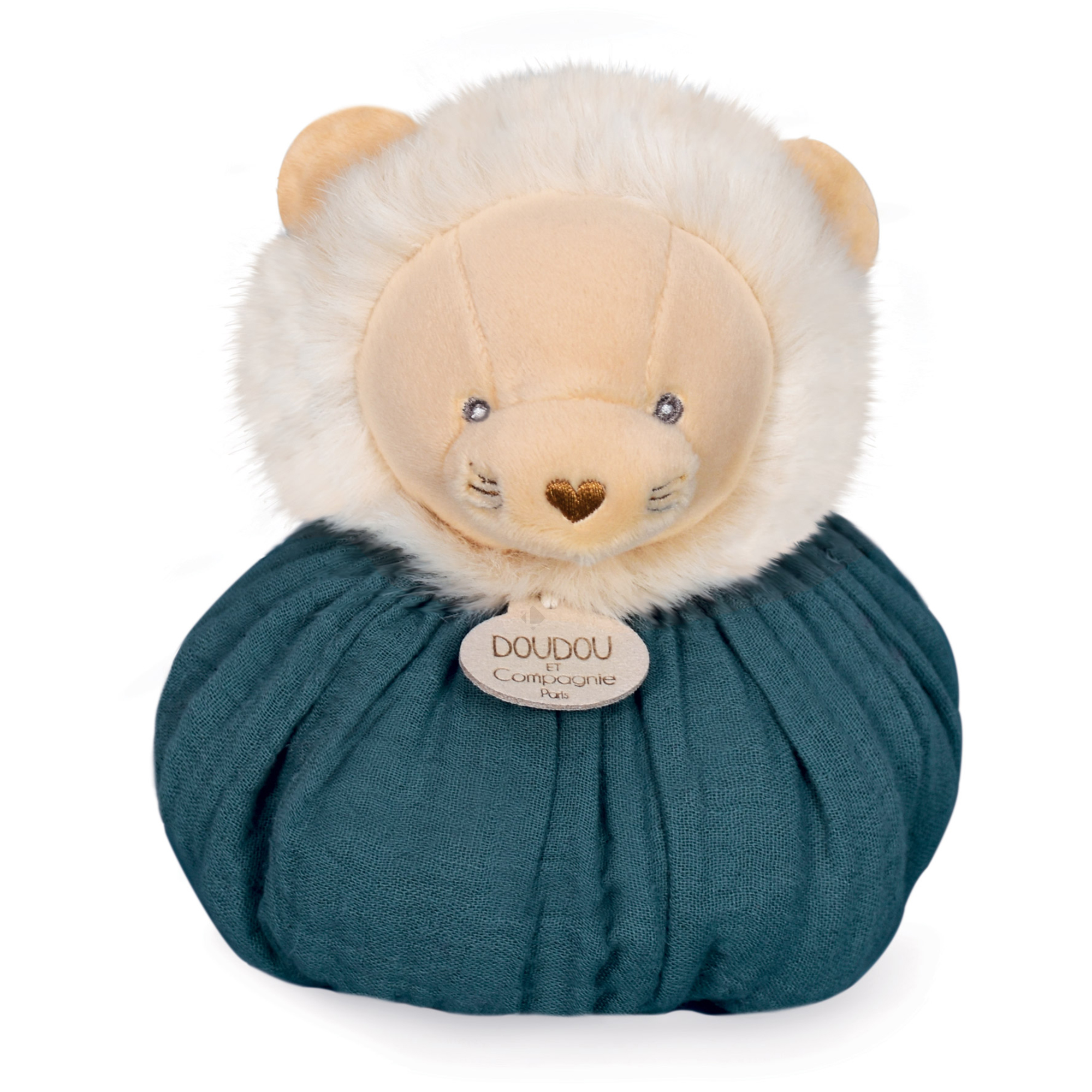 Doudou Boule 25 Cm Polyester Collection Les Petits Futés Lion Vert