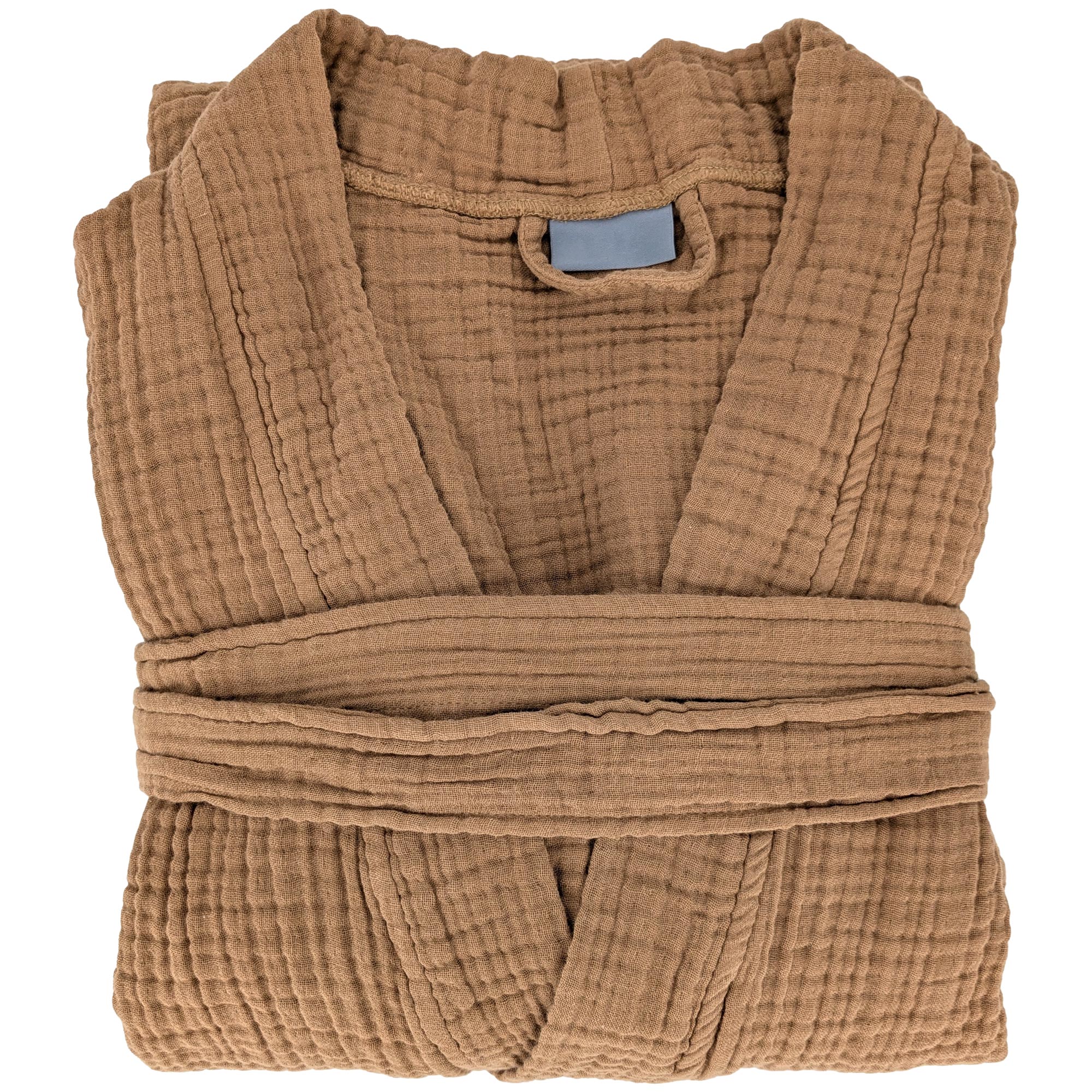 Peignoir Col Kimono Kea Mousseline De Coton Taille L-xl Marron Cognac
