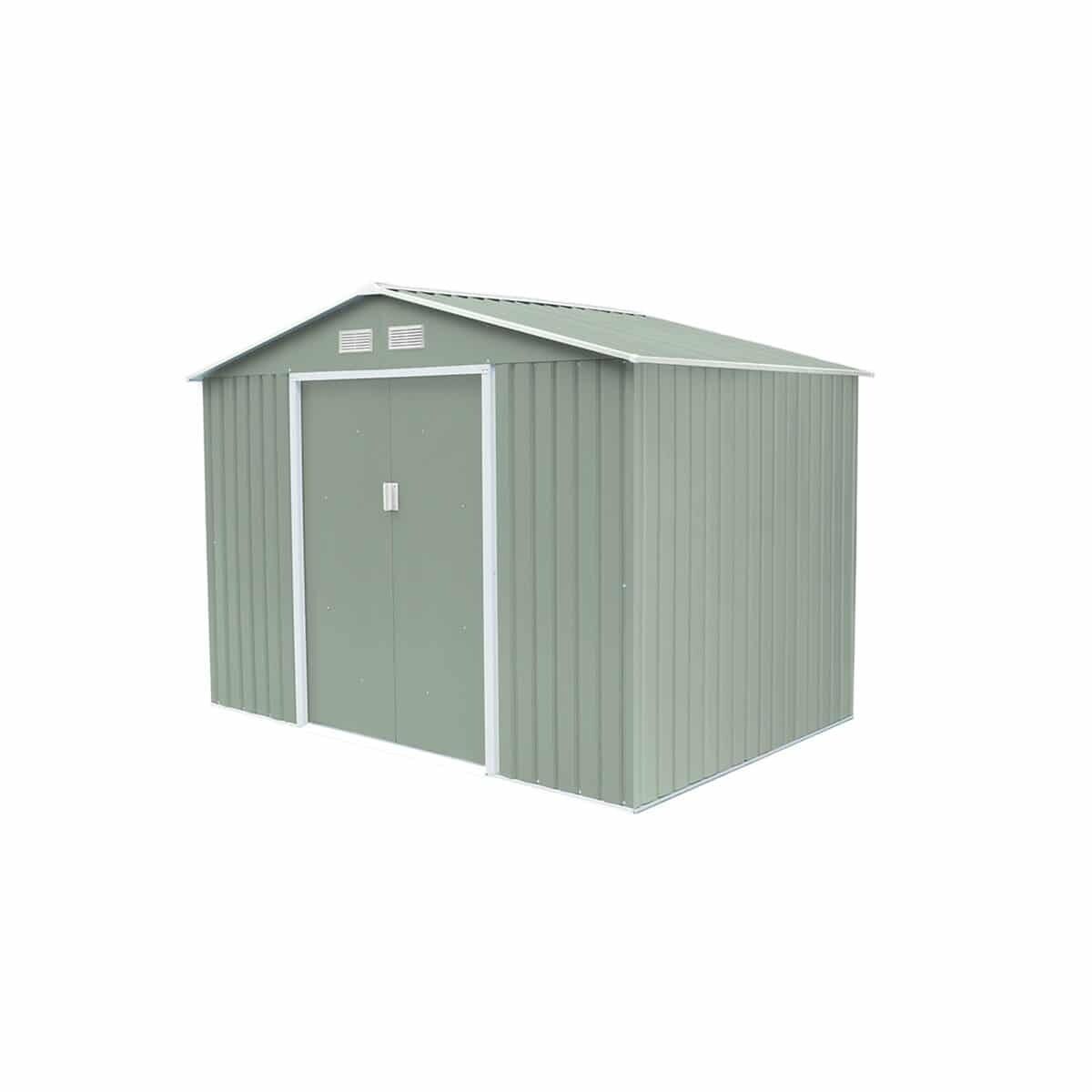 Abri De Jardin En Métal Gardiun Leeds 5,30 M² Extérieur 277x191x202 Cm Acier Galvanisé Vert Clair