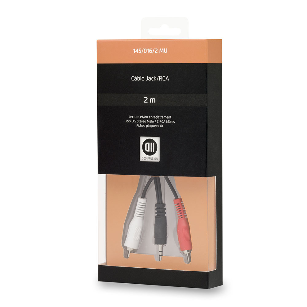 Câble Jack Mâle/2rca Mâle 2 M Noir