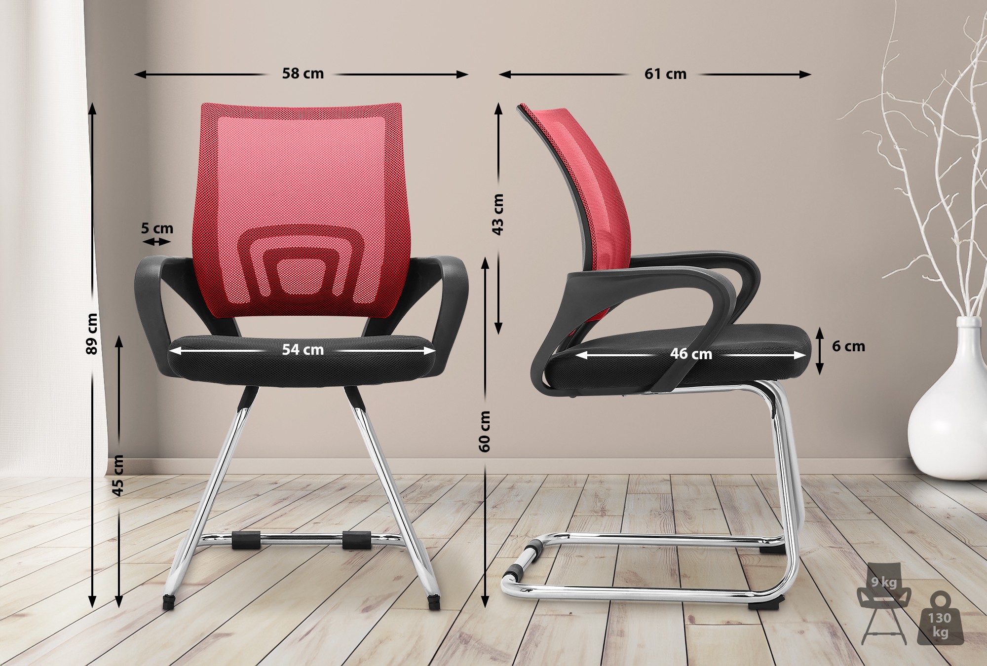 Chaise Visiteur Eureka Rouge