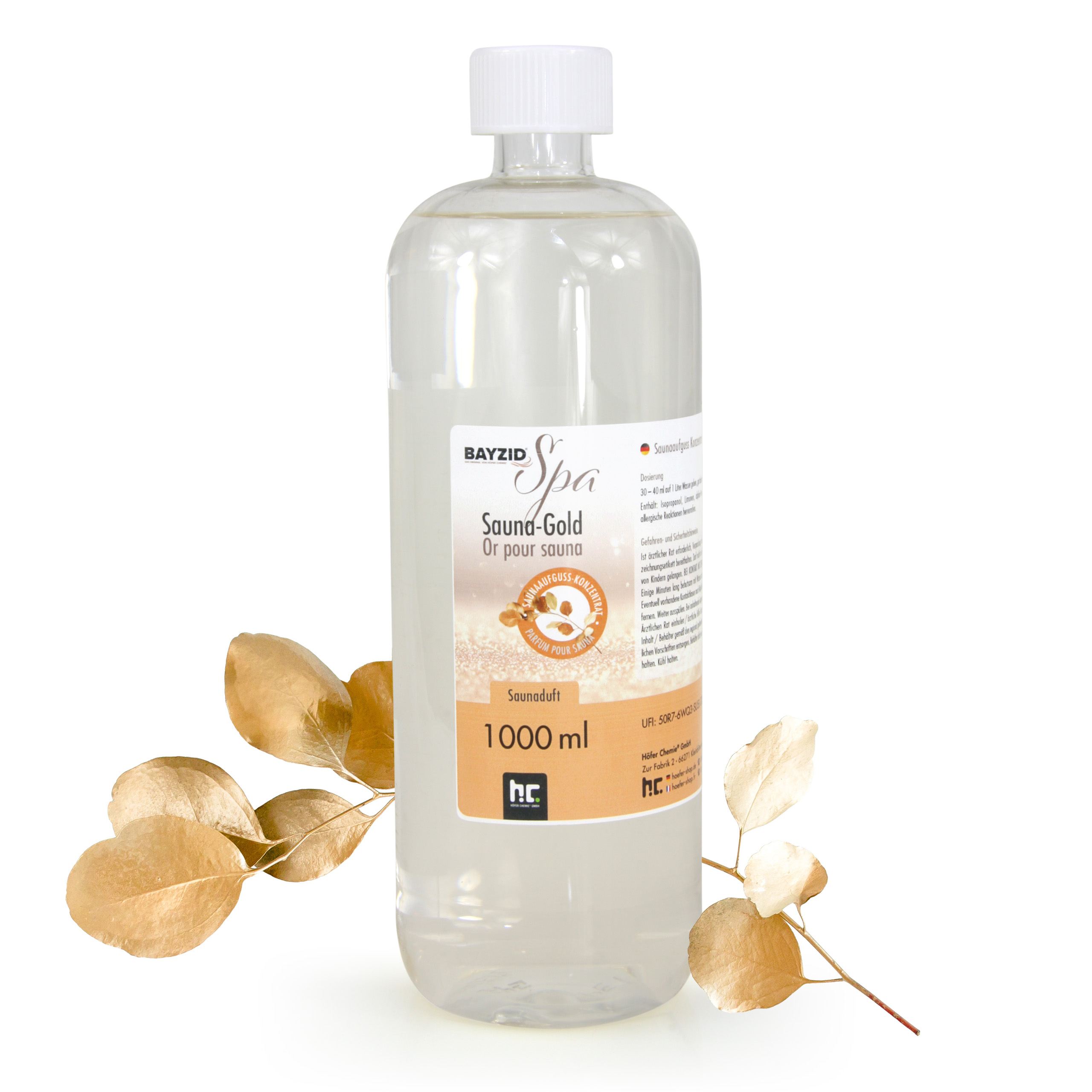 1 L Bayzid® Spa Parfum Sauna - Sauna Gold - Concentré D'infusion Pour L'infusion Sauna