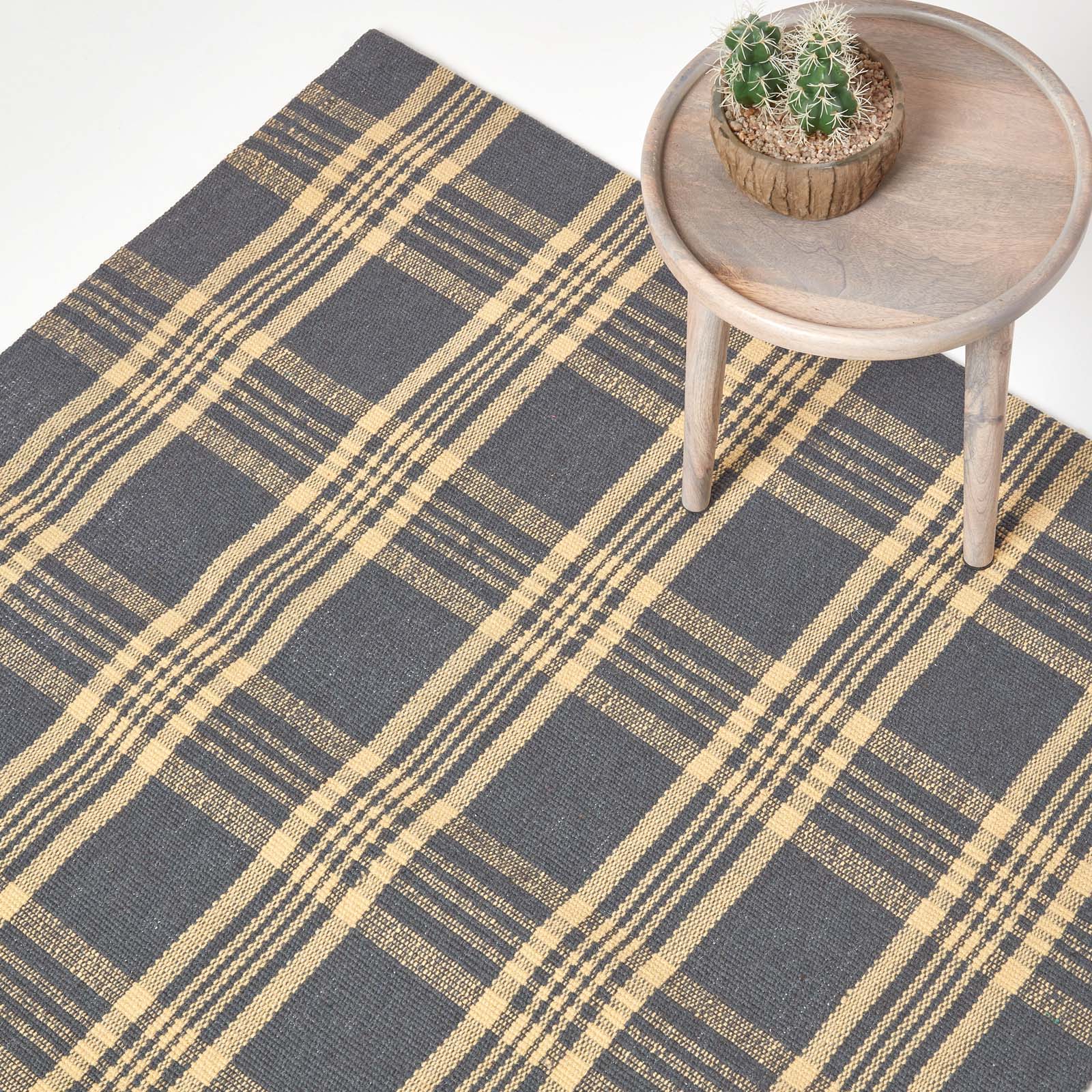 Tapis En Laine À Imprimé Tartan Jaune Et Gris Douglas 120x170cm - Homescapes