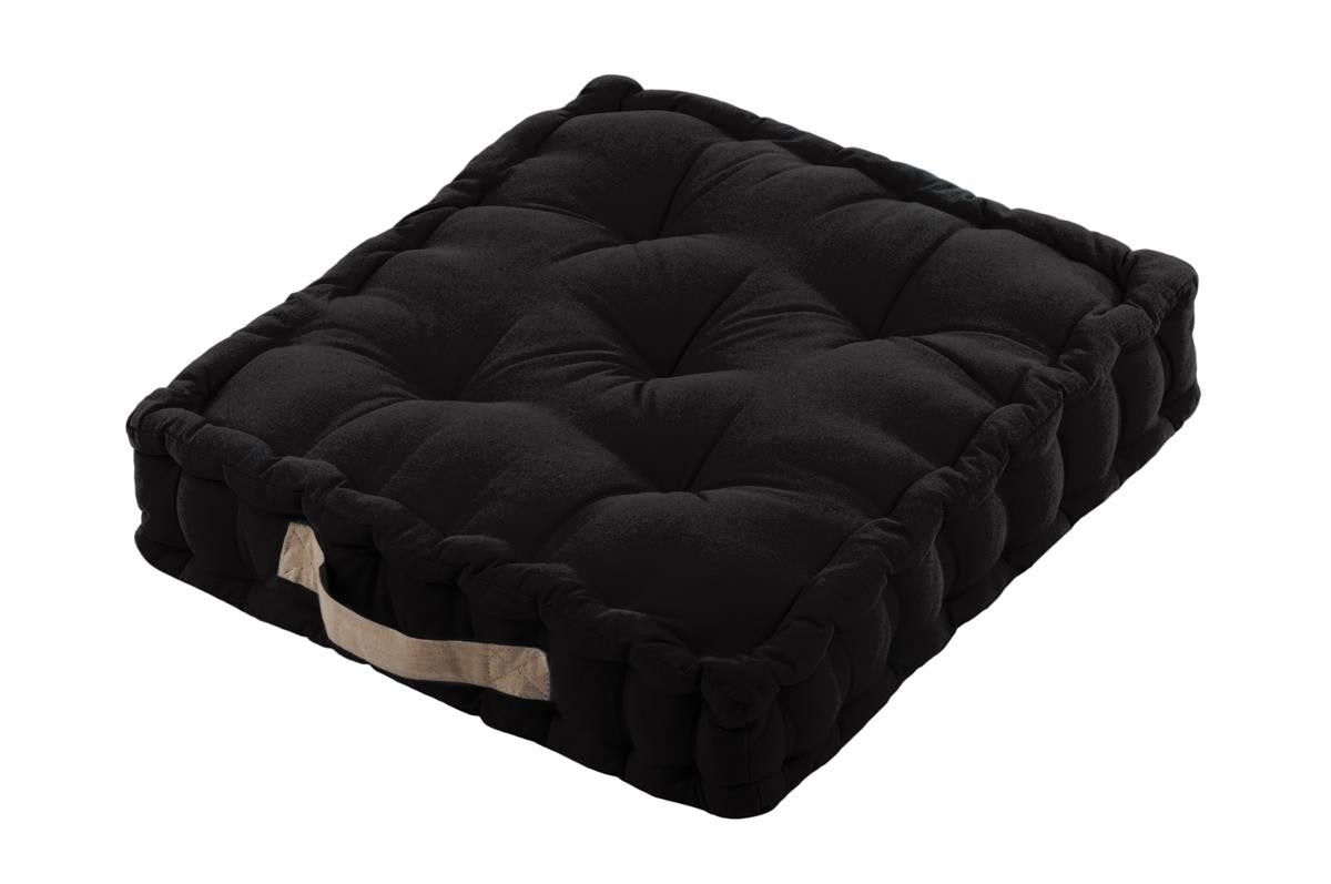 Coussin De Sol Duo Noir/lin 45x45x10 Cm