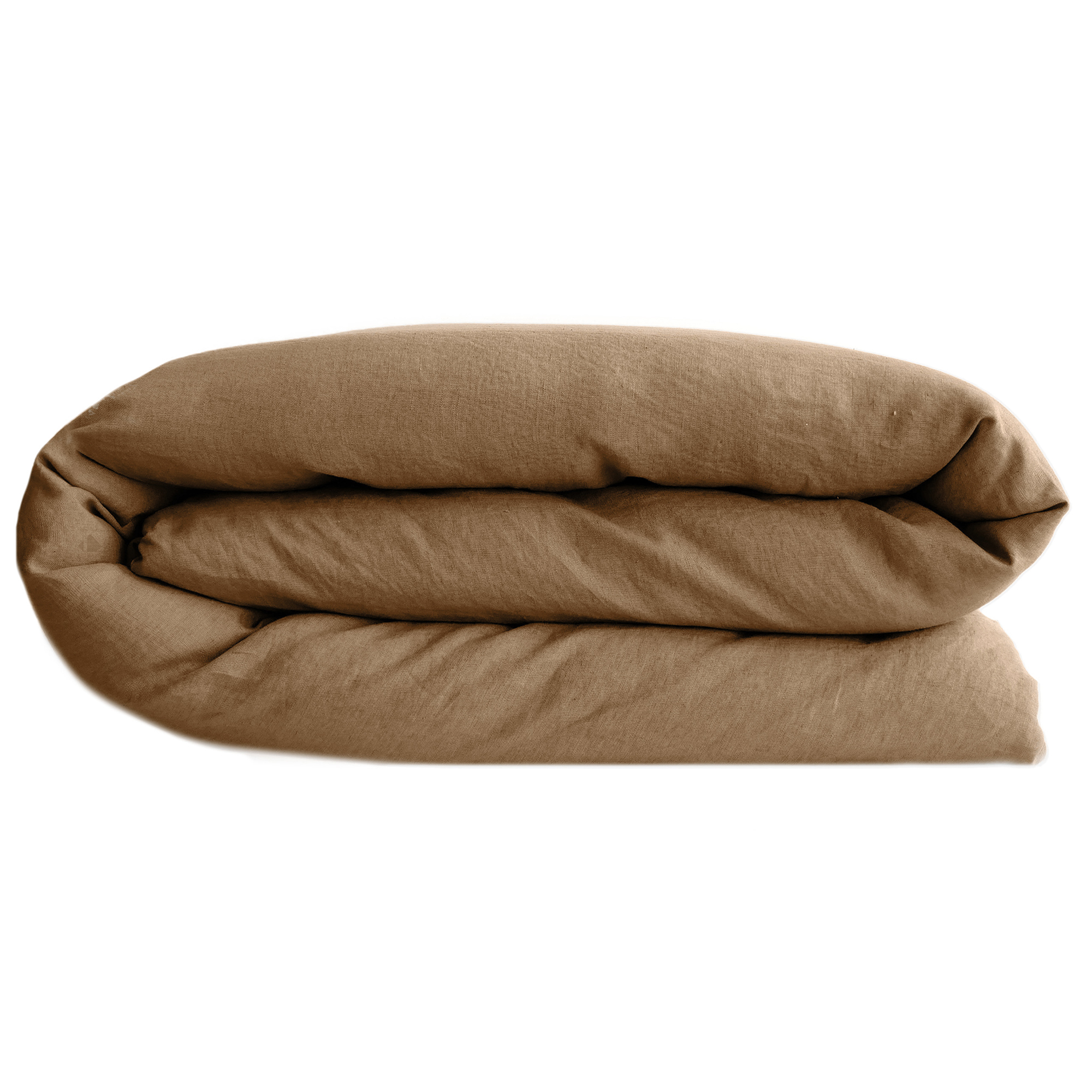 Housse De Couette Palace Pur Coton Lavé 200x200 Cm Uni Marron Cognac
