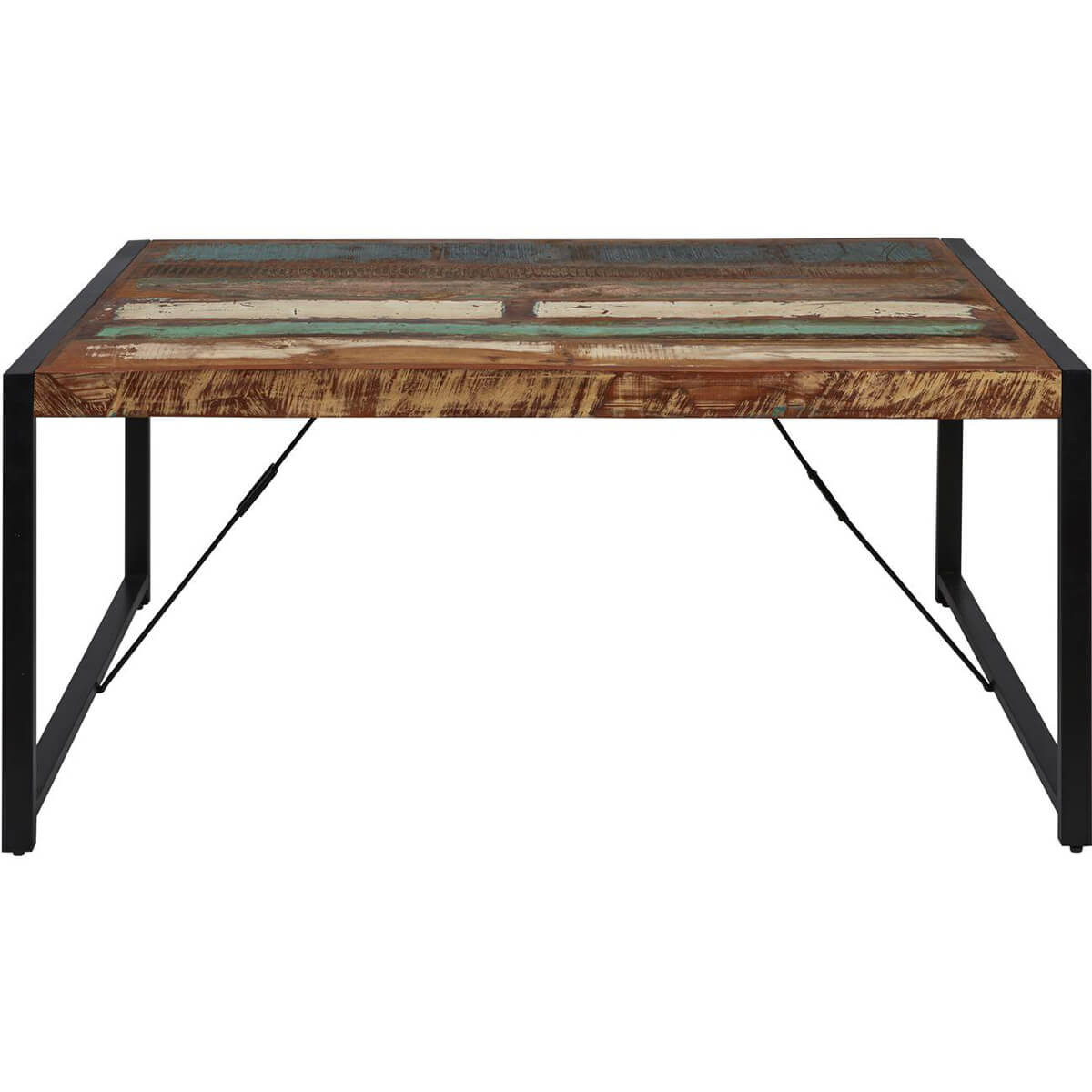 Kali - Table Repas 180cm Bois Recyclé Et Pieds Métal Noir