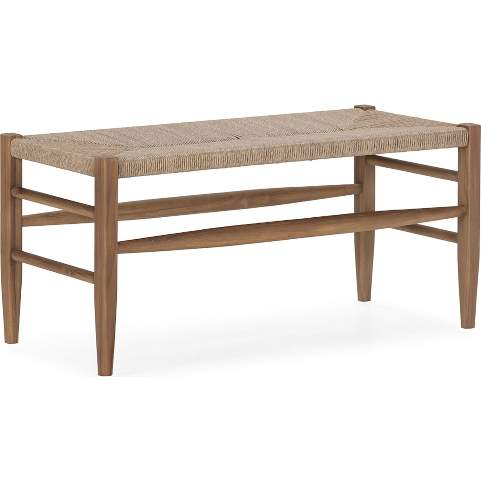 Banc En Teck Et Jacinthe D'Eau Synthétique Naturel Élégant - Naturel Bois Clair Et Beige