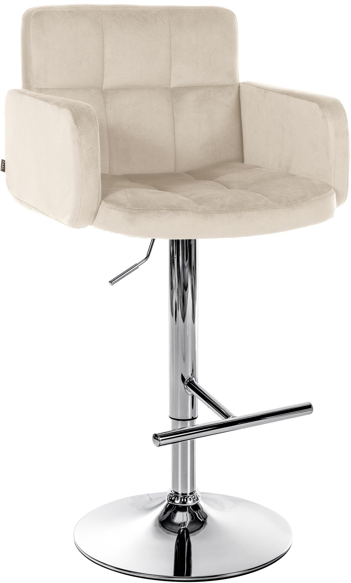 Tabouret De Bar Los Angeles Velours Chrome Crème