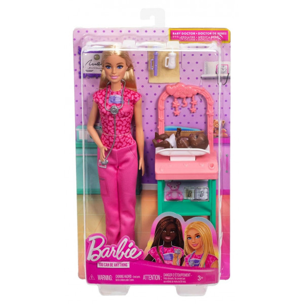 Poupée Barbie Pédiatre Et Bébé - Métier Docteur, Cabinet Médical - Mattel - Jcr72