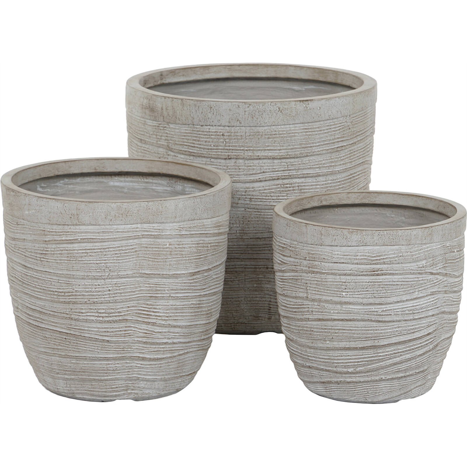 Cache-pot Beige Moderne En Fibre De Verre Pour Terrasse Et Jardin - Beige Effet Pierre Naturelle